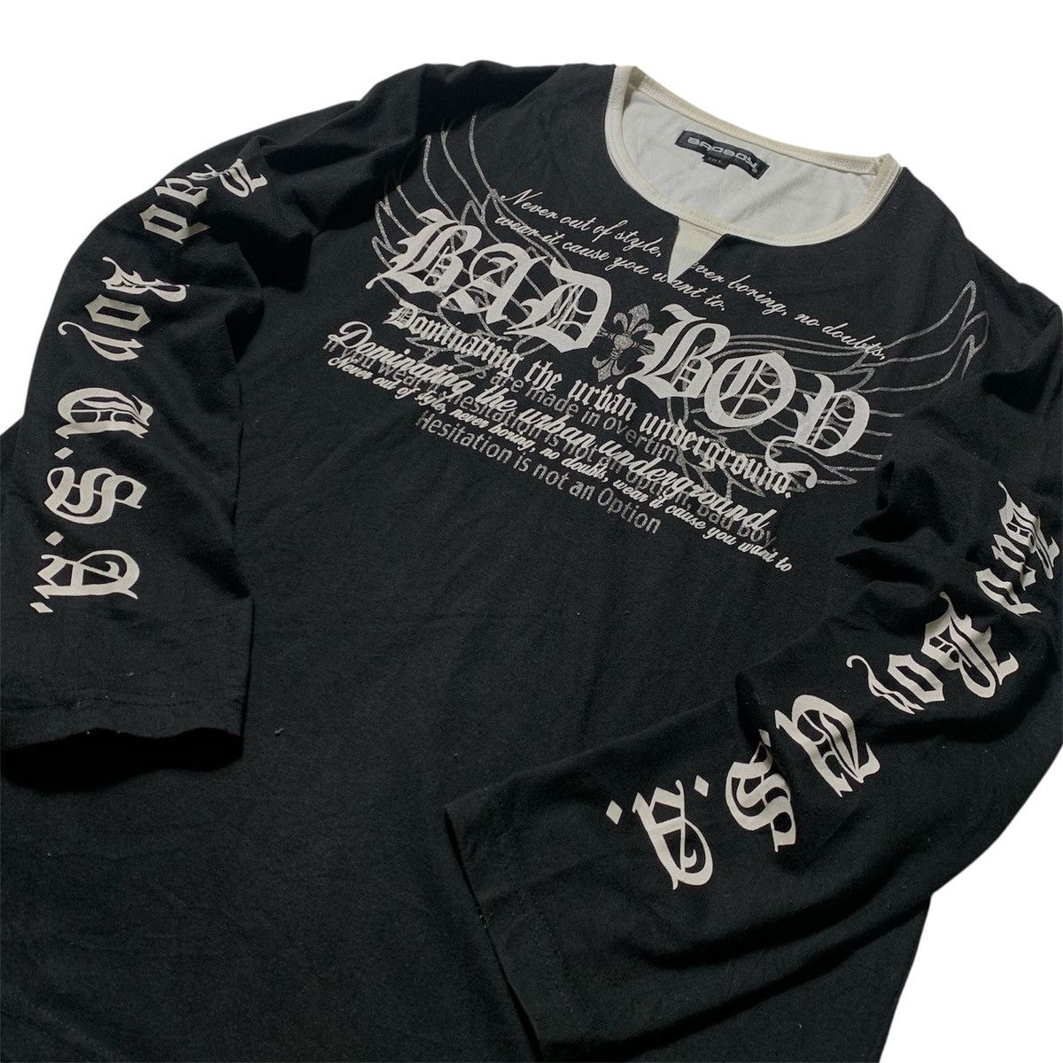 Japanese Brand 🕺Y2K Style Bad Boy Usa Poem Tapped Print Sleeve Size US L / EU 52-54 / 3 - 7 Thumbnail