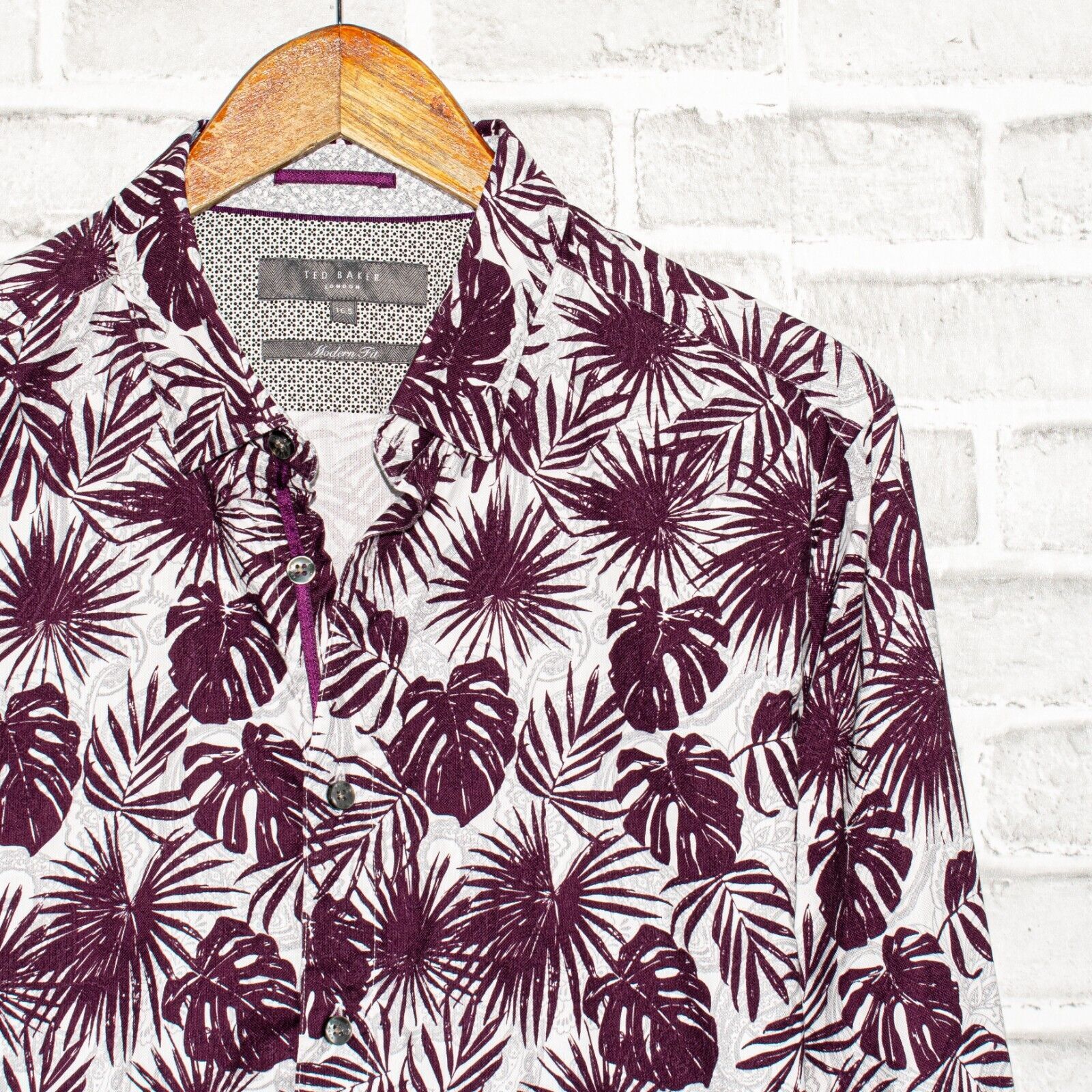 Ted Baker Ted Baker Modern Fit Button up Shirt Purple Tropical Flora Size US L / EU 52-54 / 3 - 3 Thumbnail