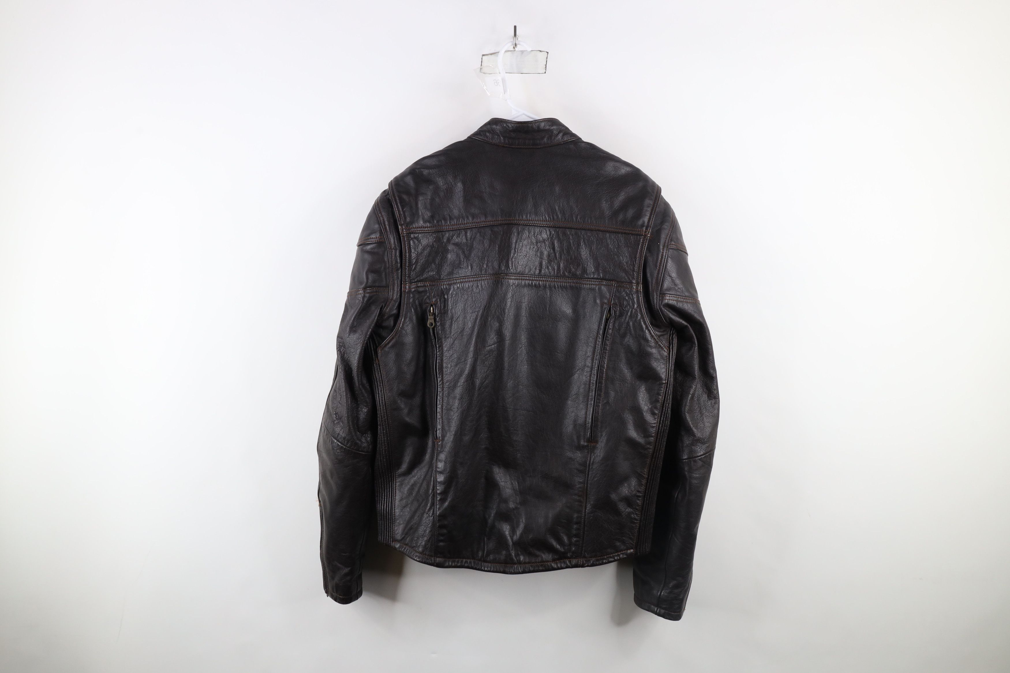 Vintage Vintage 90s Streetwear Italian Leather Racer Jacket Brown Size US L / EU 52-54 / 3 - 12 Thumbnail
