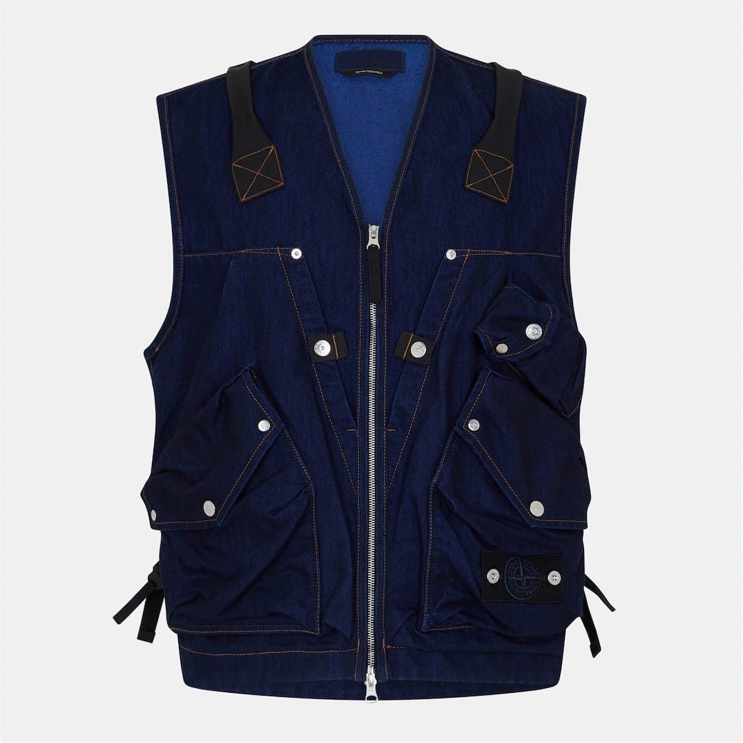Stone Island o1g2r1mq0526 Denim Research Sleeveless Gilet in Blue Size US S / EU 44-46 / 1 - 1 Thumbnail