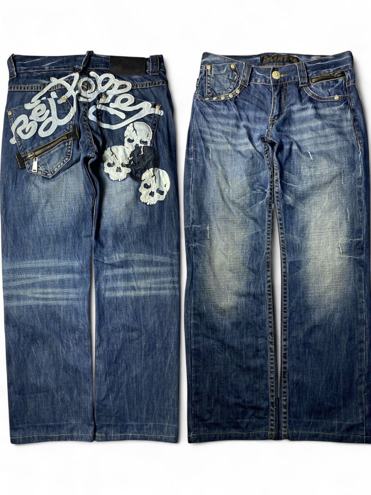 If Six Was Nine Red Papper Skull Flared Jeans Size US 32 / EU 48 - 5 Thumbnail