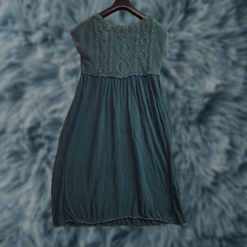 Anthropologie Moth Anthropologie Dress Blue Sleeveless Women’s Size Medium Knitted Top A-Line Knee Length Cotton Knit Crew Neck Womens Size M / US 6-8 / IT 42-44 - 1 Thumbnail