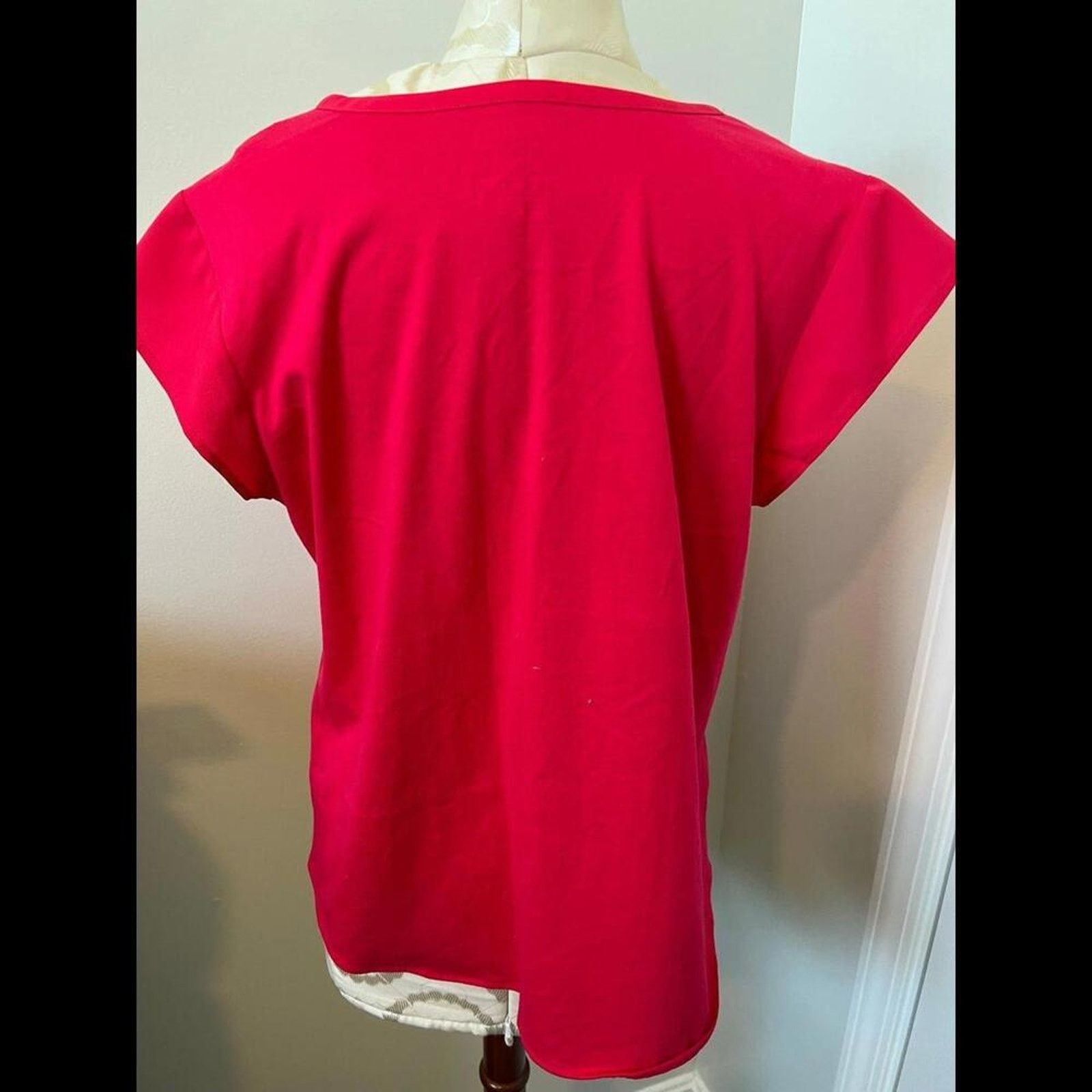 Van Heusen Van Heusen Short Sleeve Split Neckline Blouse Large Size L / US 10 / IT 46 - 4 Thumbnail