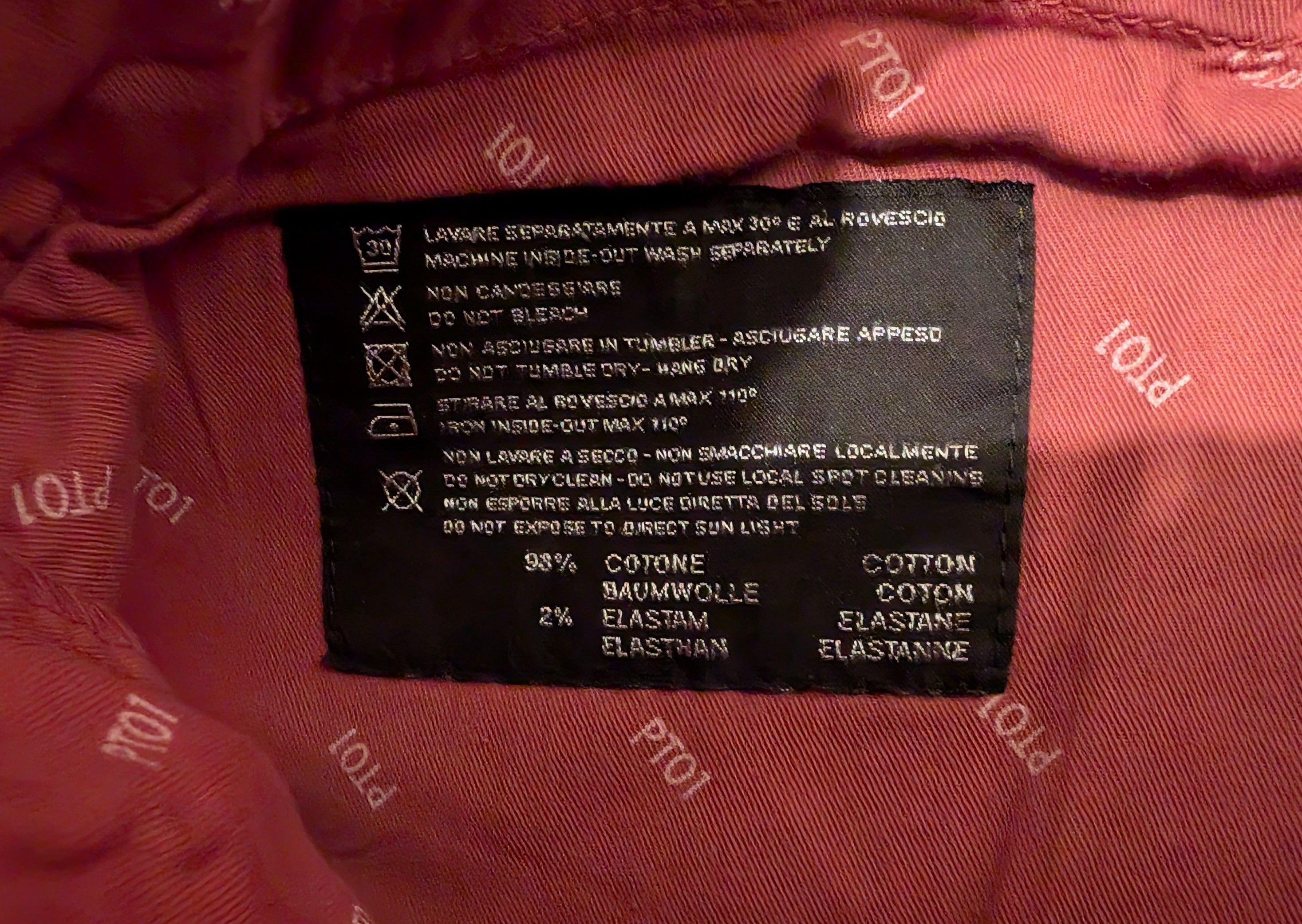PT Torino PT01 Slim Fit Pink Cotton Stretch Flat Front Pants Size US 30 / EU 46 - 5 Thumbnail