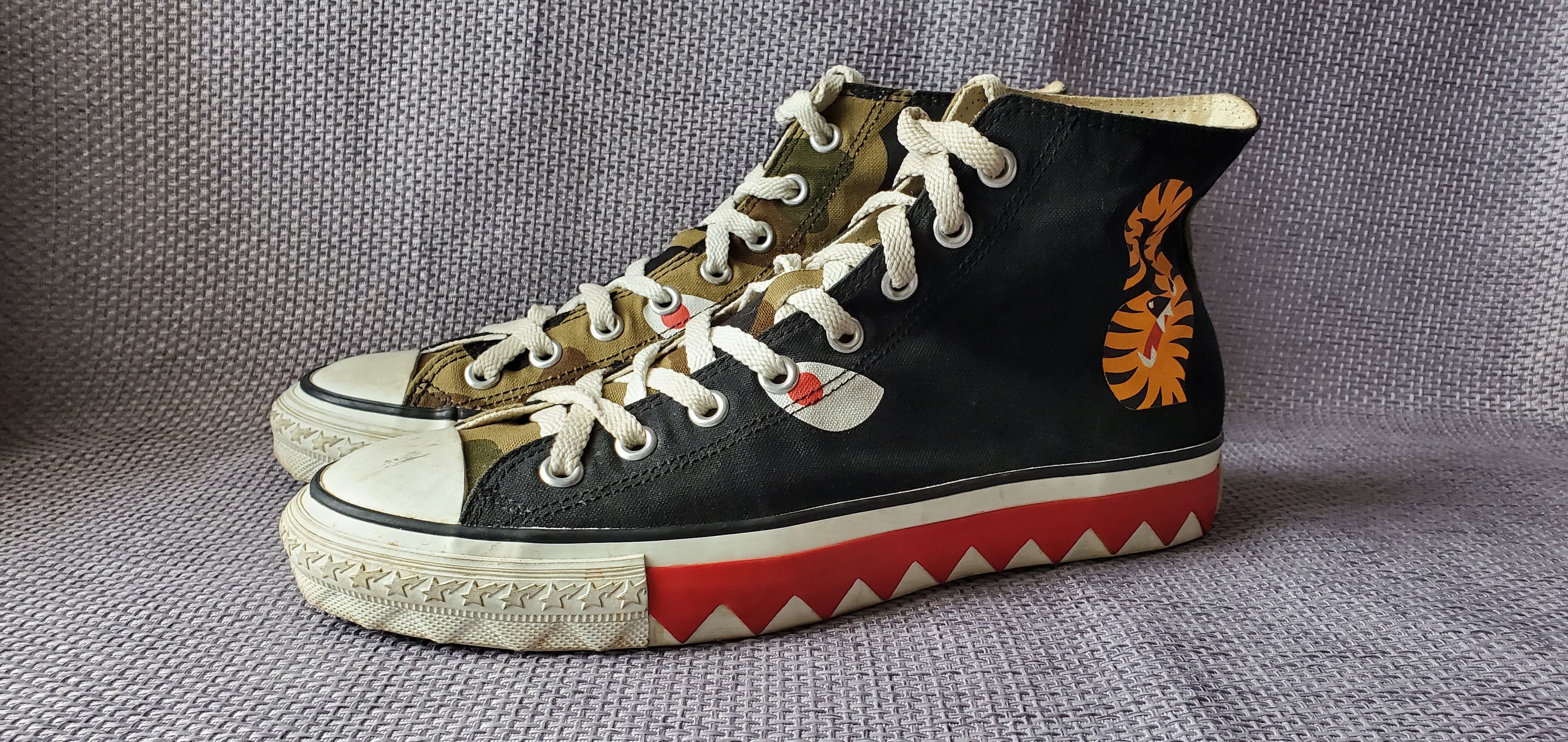 image of Bape Shark Apesta Hi Shoes in Black, Men's (Size 9)