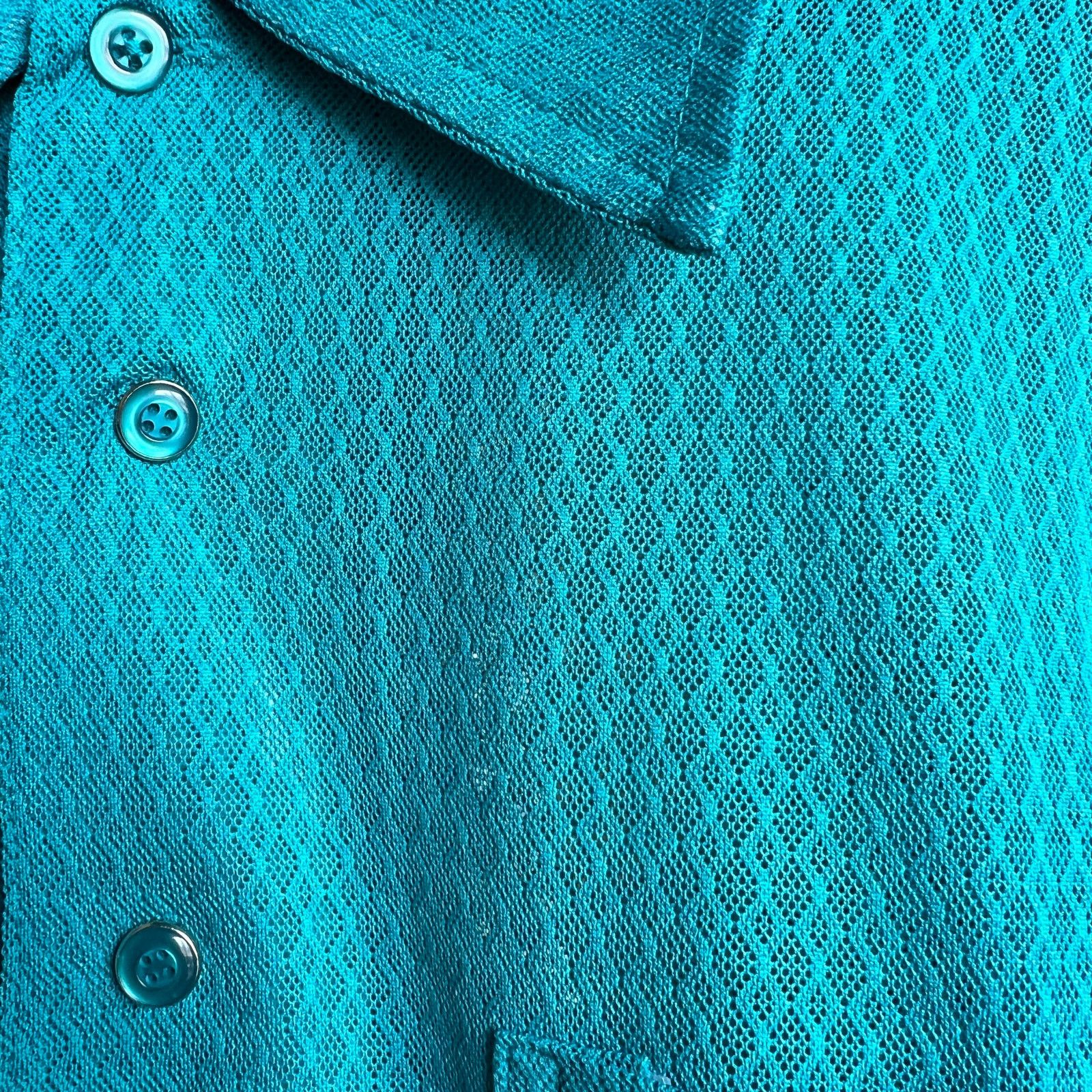 Haband VTG Haband Men's Teal Sheer Short Sleeve Polo M 21x26 Size US M / EU 48-50 / 2 - 6 Thumbnail