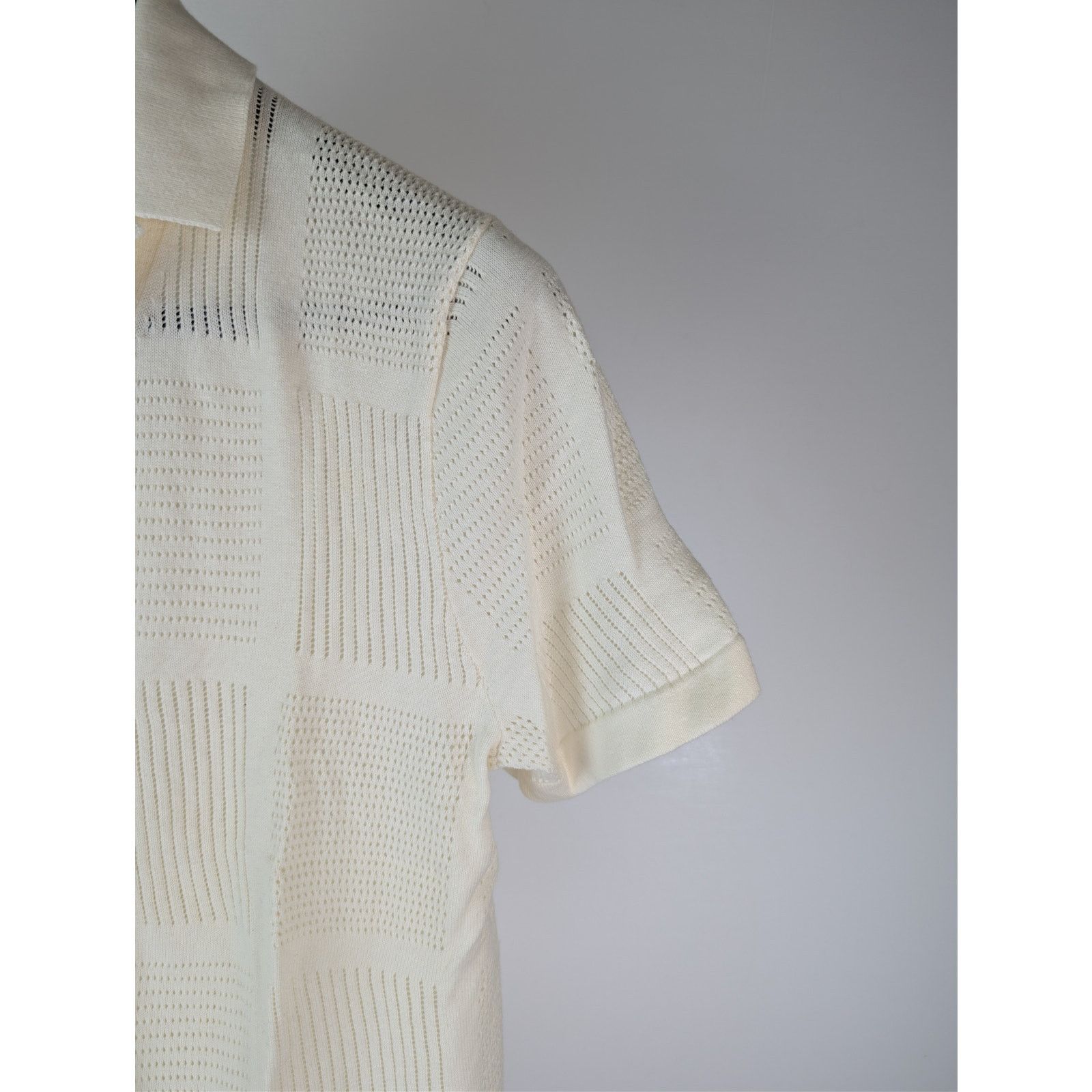 Vince o1rshd1 CC20 Patchwork Pointelle Short-Sleeve Sweater Cream Size US S / EU 44-46 / 1 - 6 Thumbnail