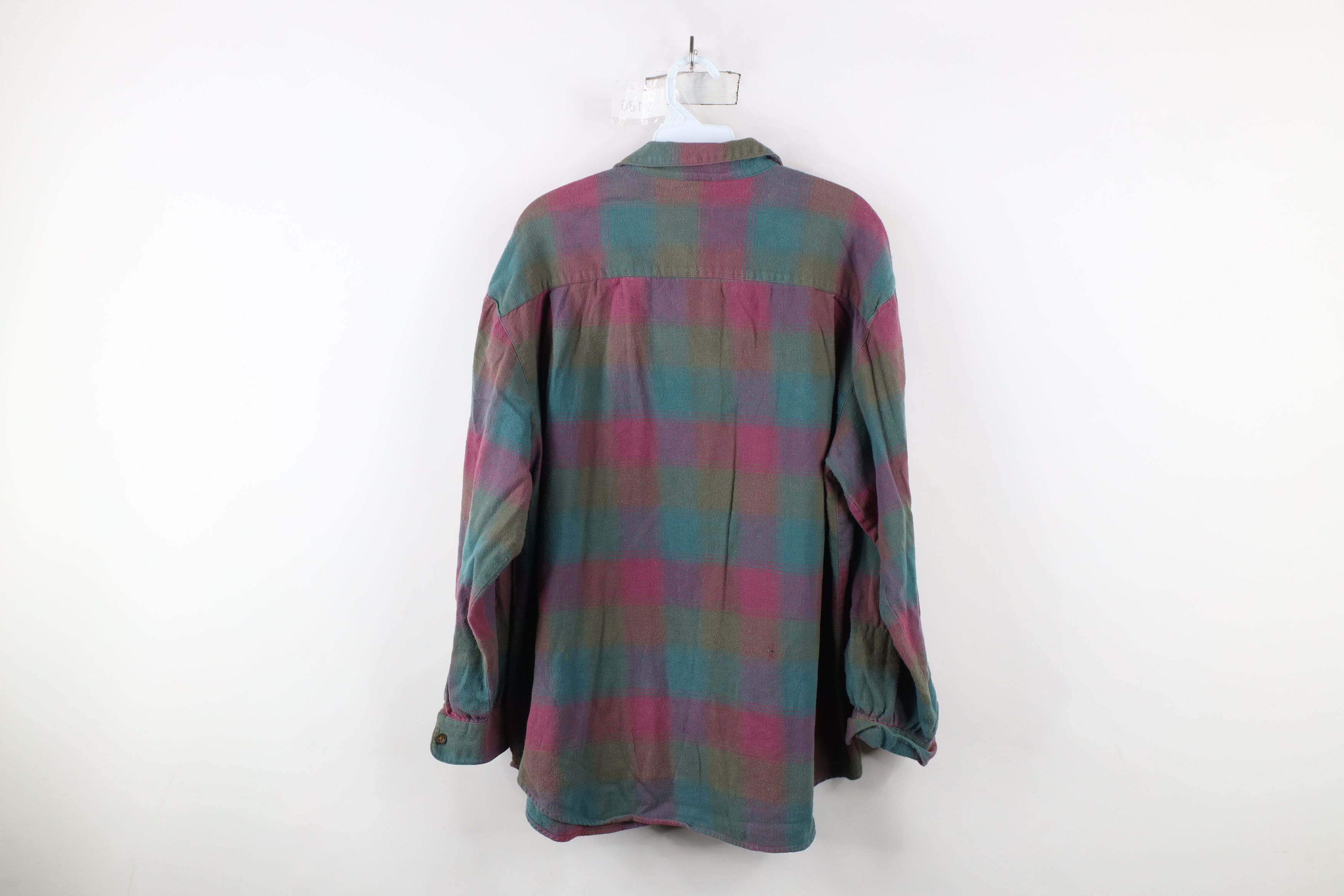 Gap × Vintage Vintage 90s Gap Looped Collar Flannel Button Shirt Plaid Size L / US 10 / IT 46 - 11 Thumbnail