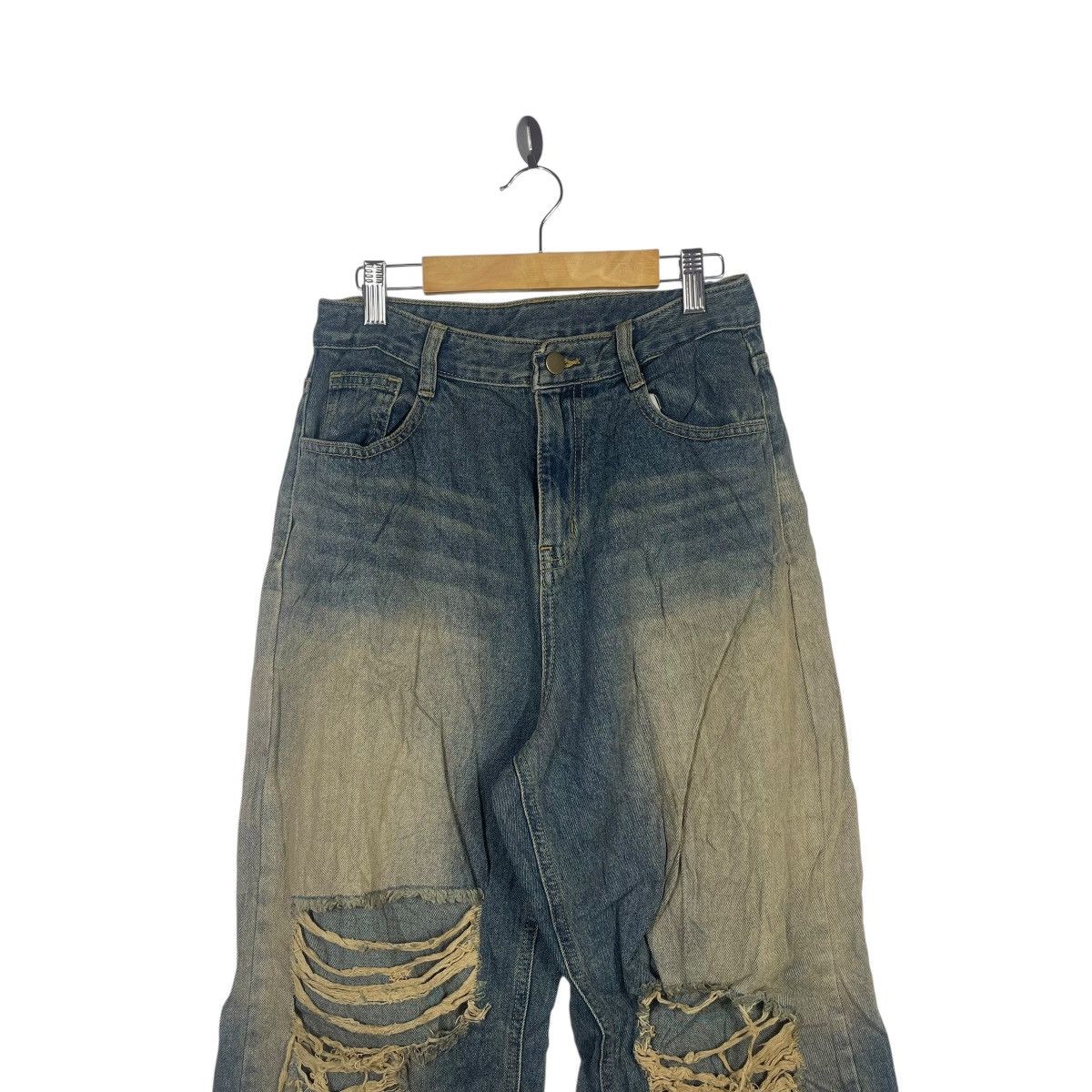Forever 21 Vintage FOREVER 21 Distressed Wide Leg Denim Jeans Washed Size 26" / US 2 / IT 38 - 2 Thumbnail