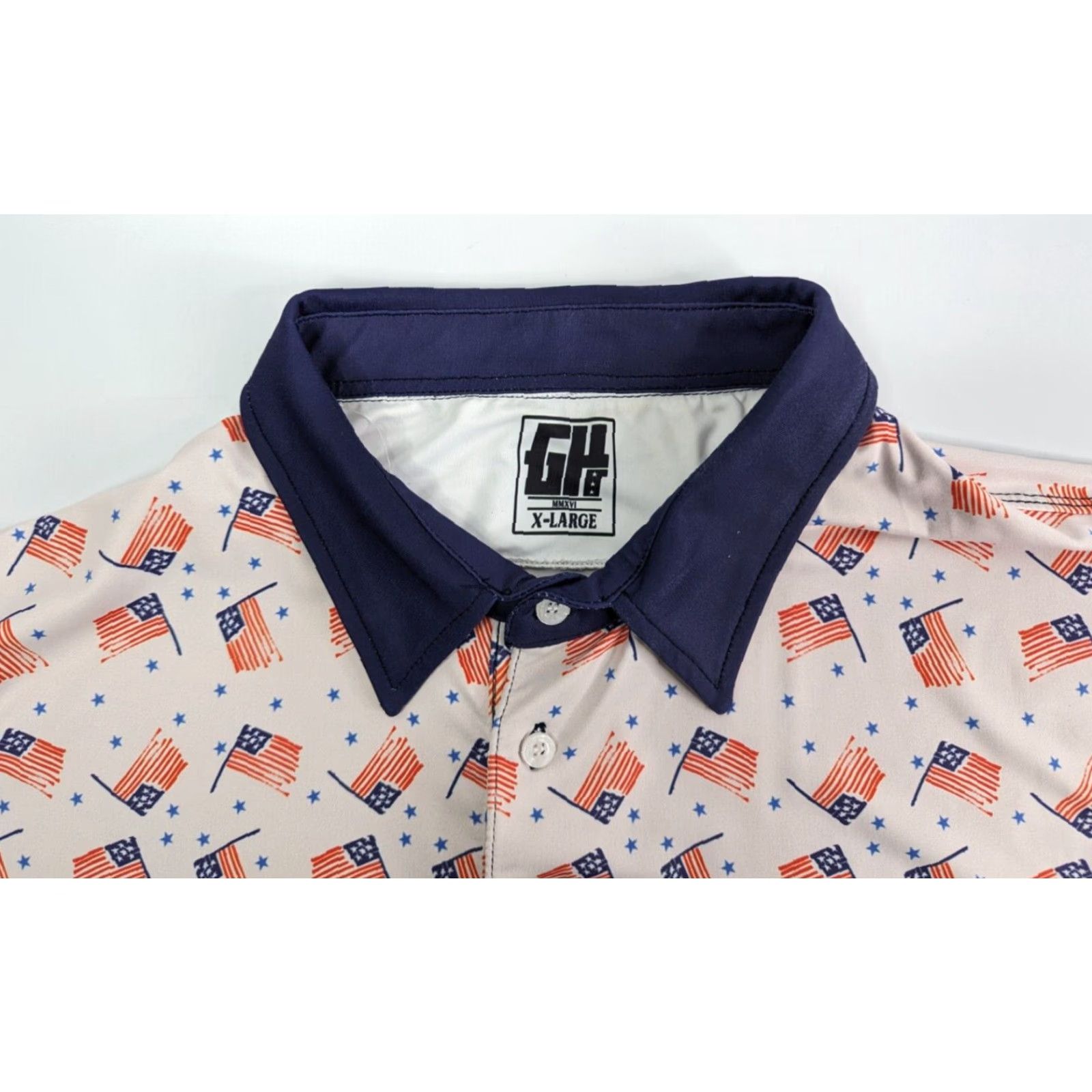 Vintage Greater Half GH Polo Men's XL Short Sleeve Golf Stars Stripes USA Flag Size US XL / EU 56 / 4 - 6 Thumbnail