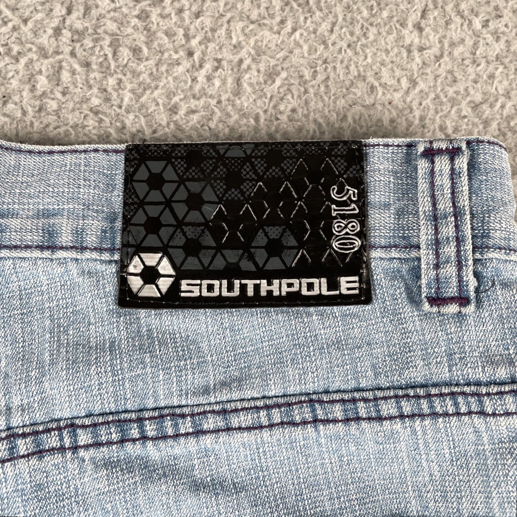 Southpole VINTAGE South Pole Moon Ice Blue Denim Jeans Waist 34x30.5 Purple Stitching Hip Hop Jeans Mens Regular 34 Blue Size US 34 / EU 50 - 3 Thumbnail