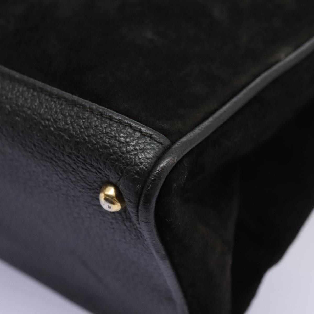 Gucci GUCCI Bamboo Hand Bag Suede Leather Black Gold 000 122 000 Size ONE SIZE - 13 Thumbnail