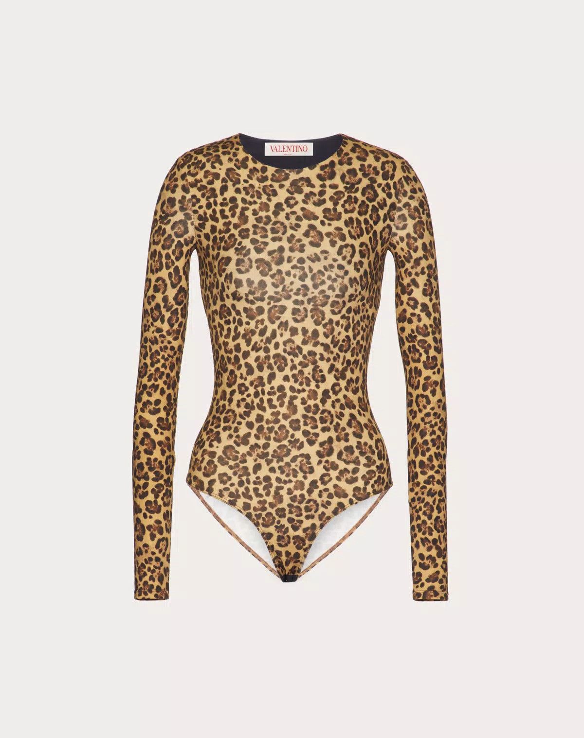 Valentino o1s1wg110625 Animalier Jersey Bodysuit in Leopard/Brown Size M / US 6-8 / IT 42-44 - 1 Thumbnail