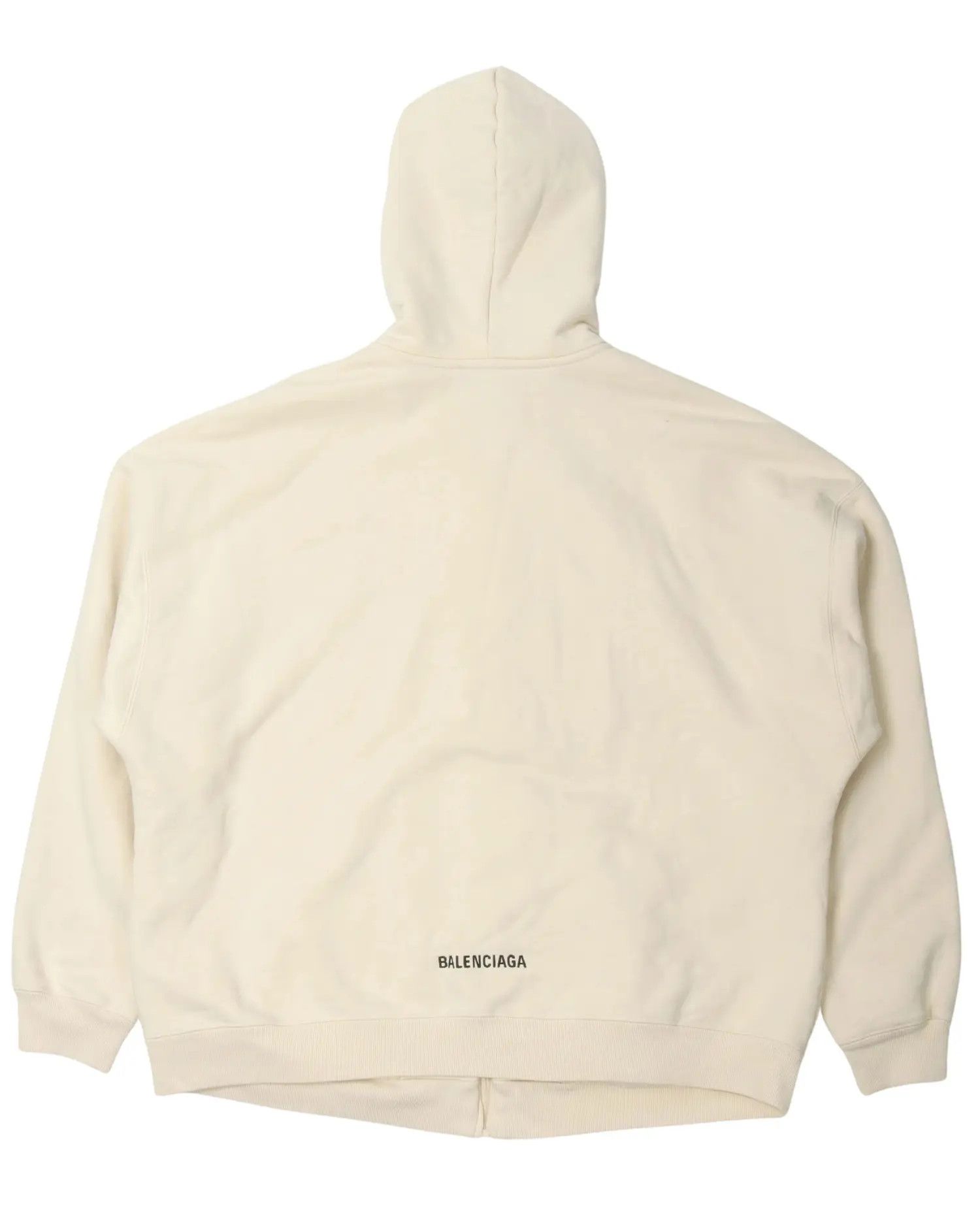 Balenciaga o1bcso1str1224 Zip-Up Hoodie in Cream/Black Size US XL / EU 56 / 4 - 2 Thumbnail