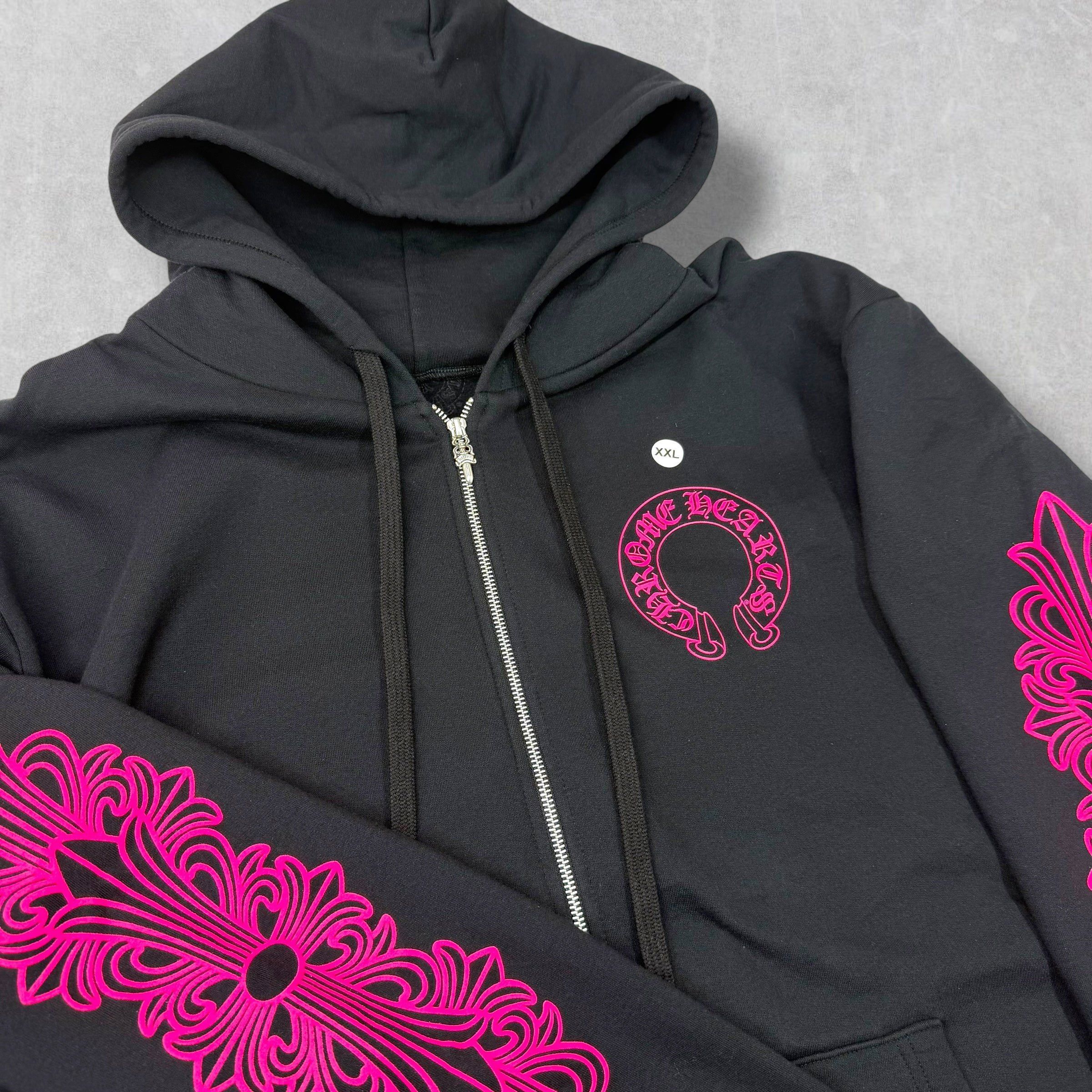 Chrome Hearts Chrome Hearts 'Pink Horseshoe' Floral Zip Up Hoodie XXL Size US XXL / EU 58 / 5 - 3 Thumbnail
