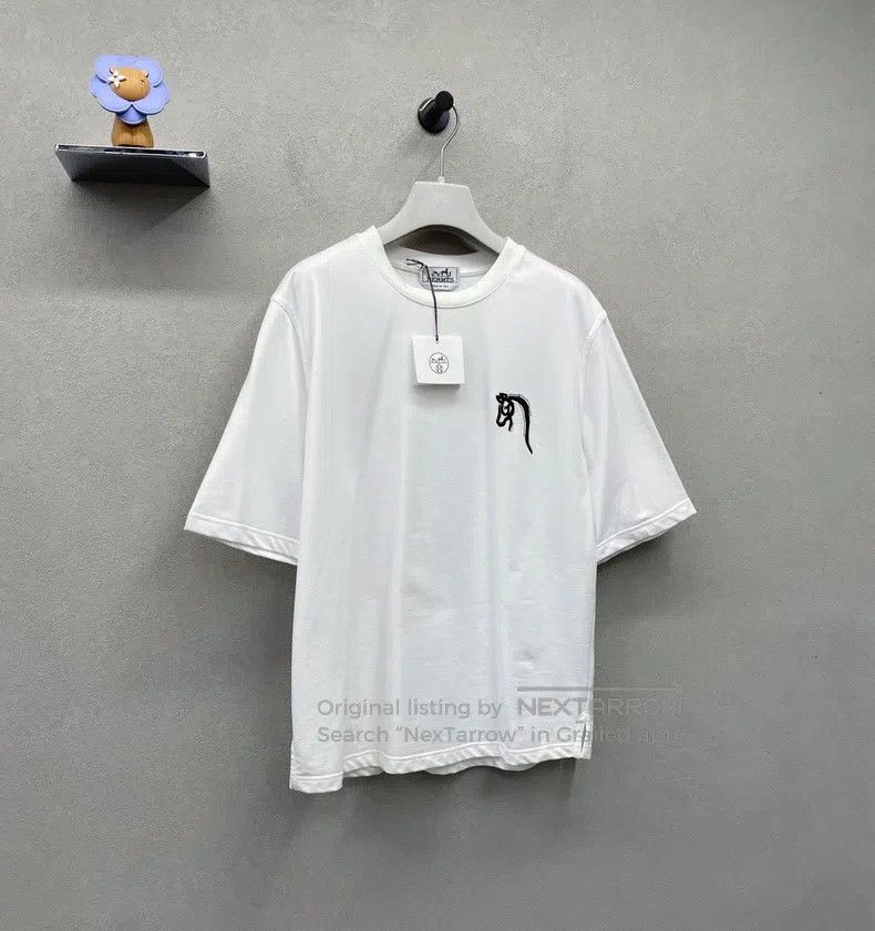 Hermes Hermes White logo print crewneck short-sleeve Size M / US 6-8 / IT 42-44 - 4 Thumbnail