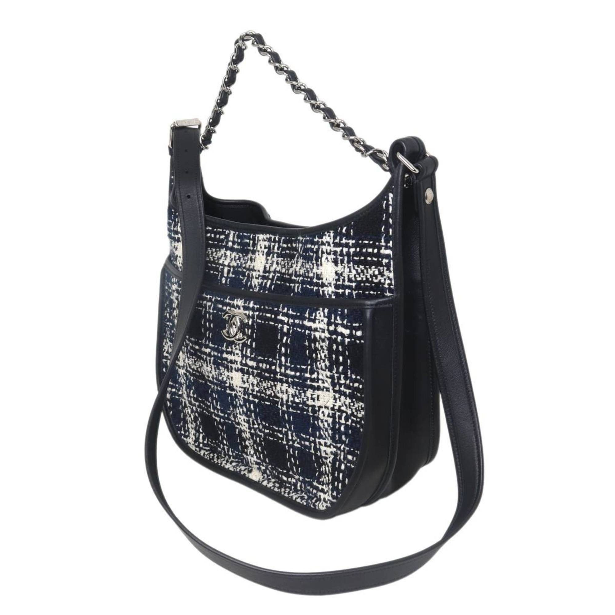 Chanel CHANEL 2-way shoulder bag, GC Seal Tweed Matelasse, Navy and White Cotton, 25832816 Size ONE SIZE - 1 Thumbnail