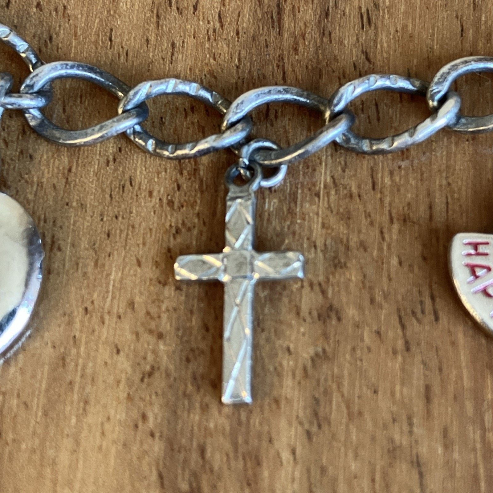 Other Vtg Sterling Silver Religious Charm Bracelet 1940s Music Size ONE SIZE - 4 Thumbnail