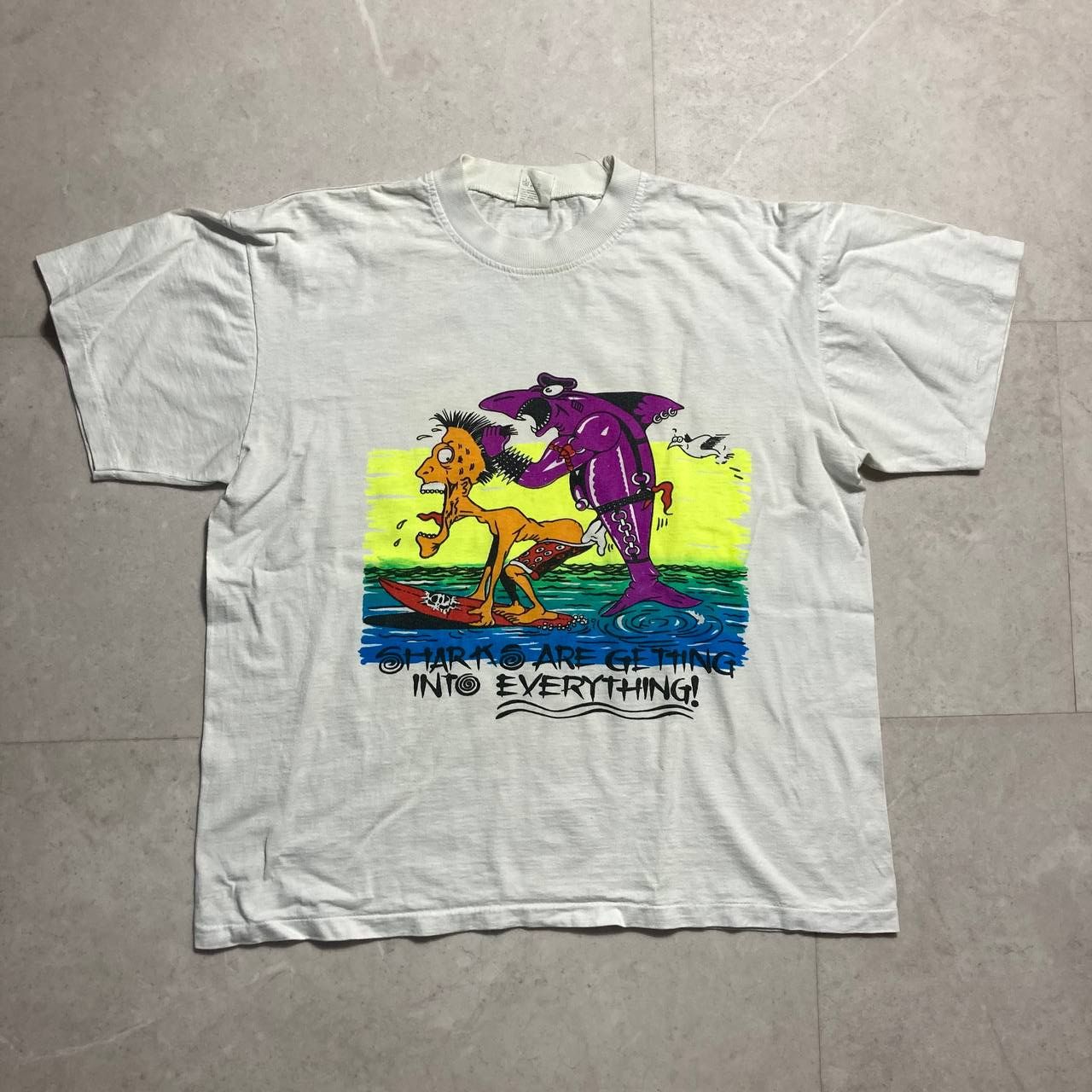 Arts & Science Vintage Surfboarding Shark Sex Humour Art Boxy Tee Size US M / EU 48-50 / 2 - 1 Thumbnail