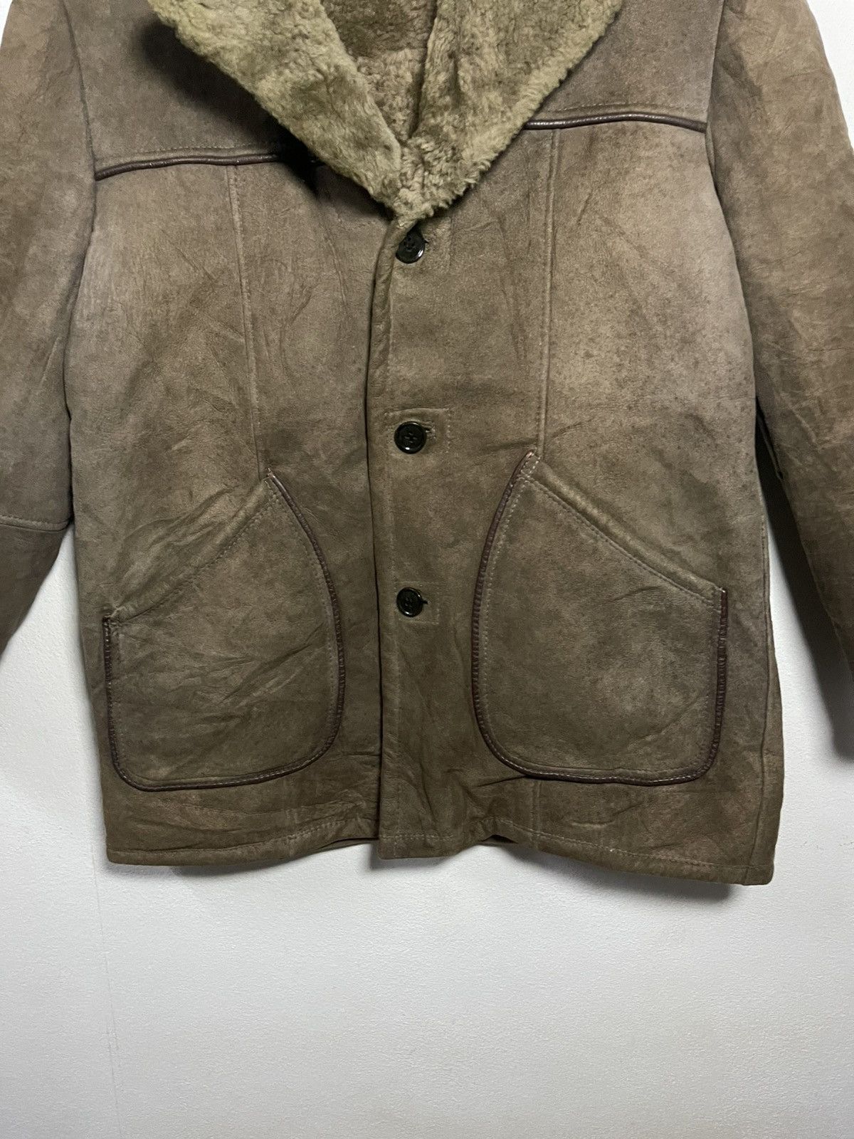 Vintage Vintage Brown Suede Genuine Sheepskin Shearling Rancher Coat Size US L / EU 52-54 / 3 - 5 Thumbnail