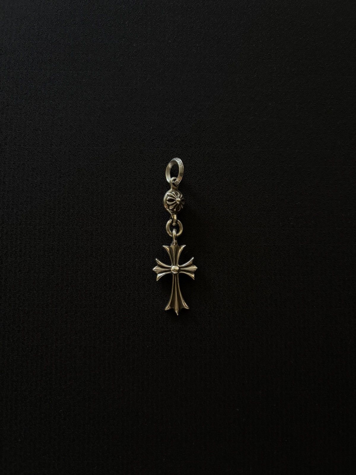 Chrome Hearts Small double CH cross pave diamond pendant 18K DBL