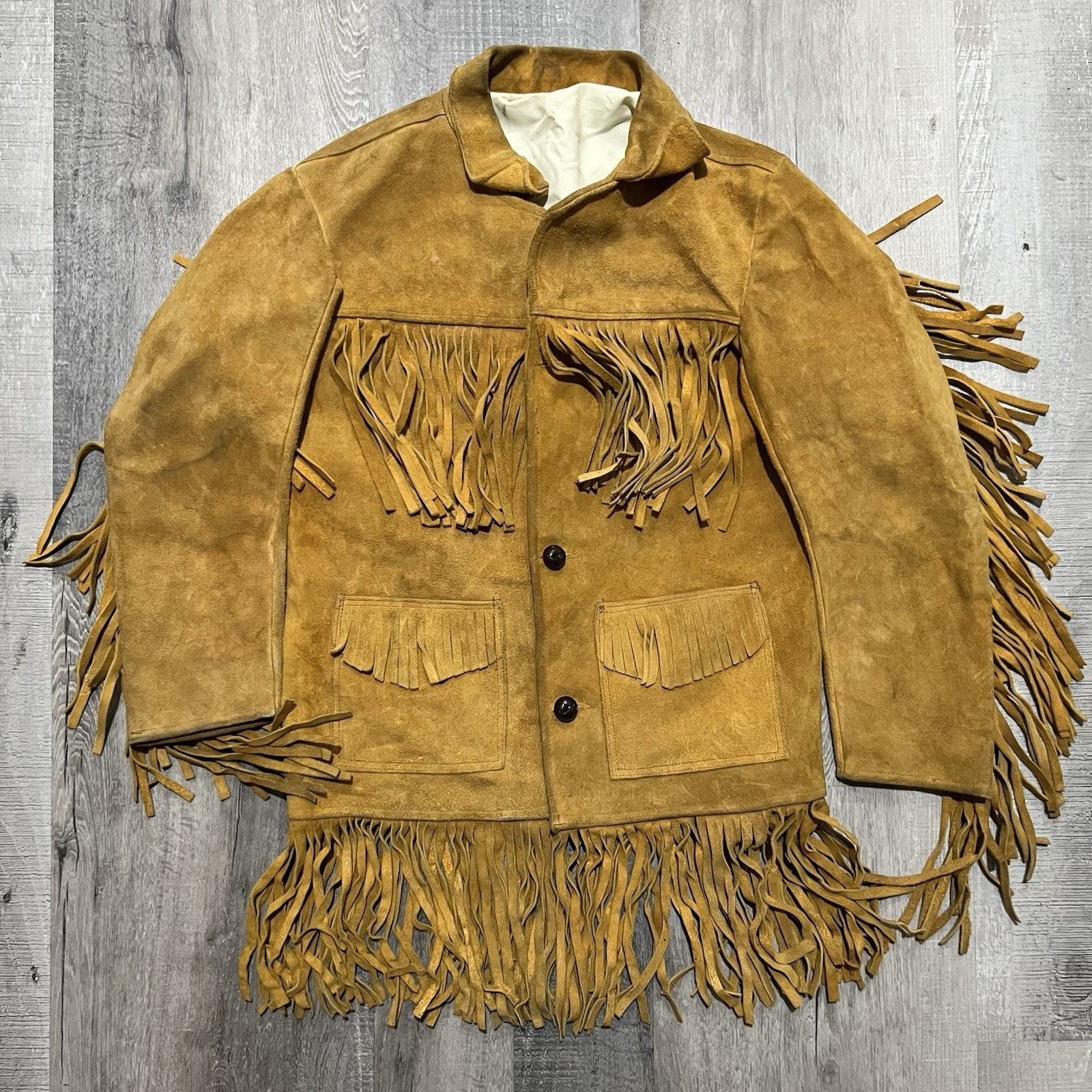 Vintage VTG Western Suede Leather Fringe Jacket 70s/80s Brown Size US XS / EU 42 / 0 - 1 Thumbnail