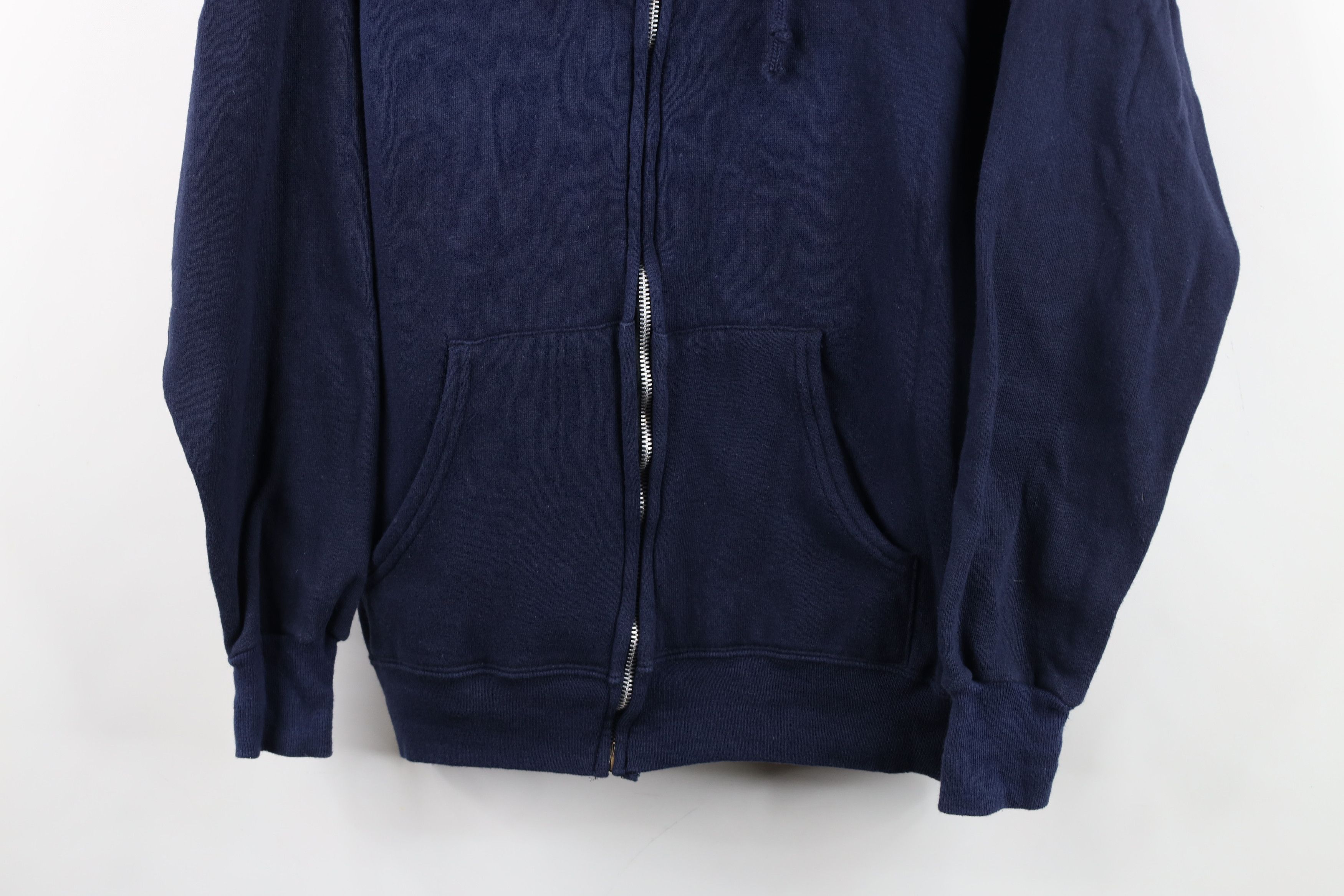 Vintage Vintage 70s Streetwear Hoodie Sweatshirt Navy Blue USA Size US L / EU 52-54 / 3 - 3 Thumbnail