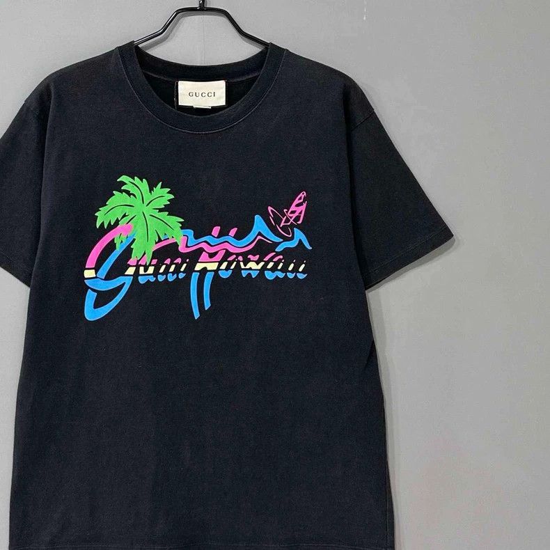 Gucci Black Hawaiian Logo Short Sleeve TShirt-2505 Size XS / US 0-2 / IT 36-38 - 2 Thumbnail