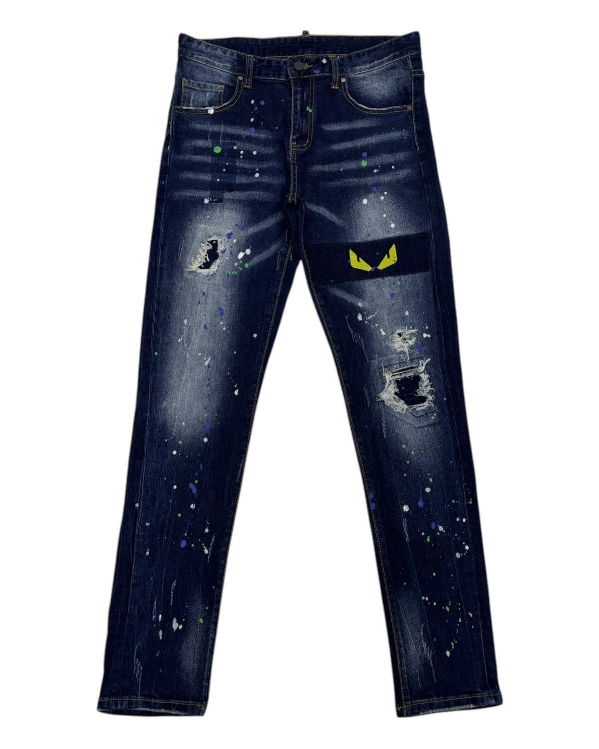 Japanese Brand Distressed Denim Custom Made Slim Straight Jeans Size US 32 / EU 48 - 7 Thumbnail