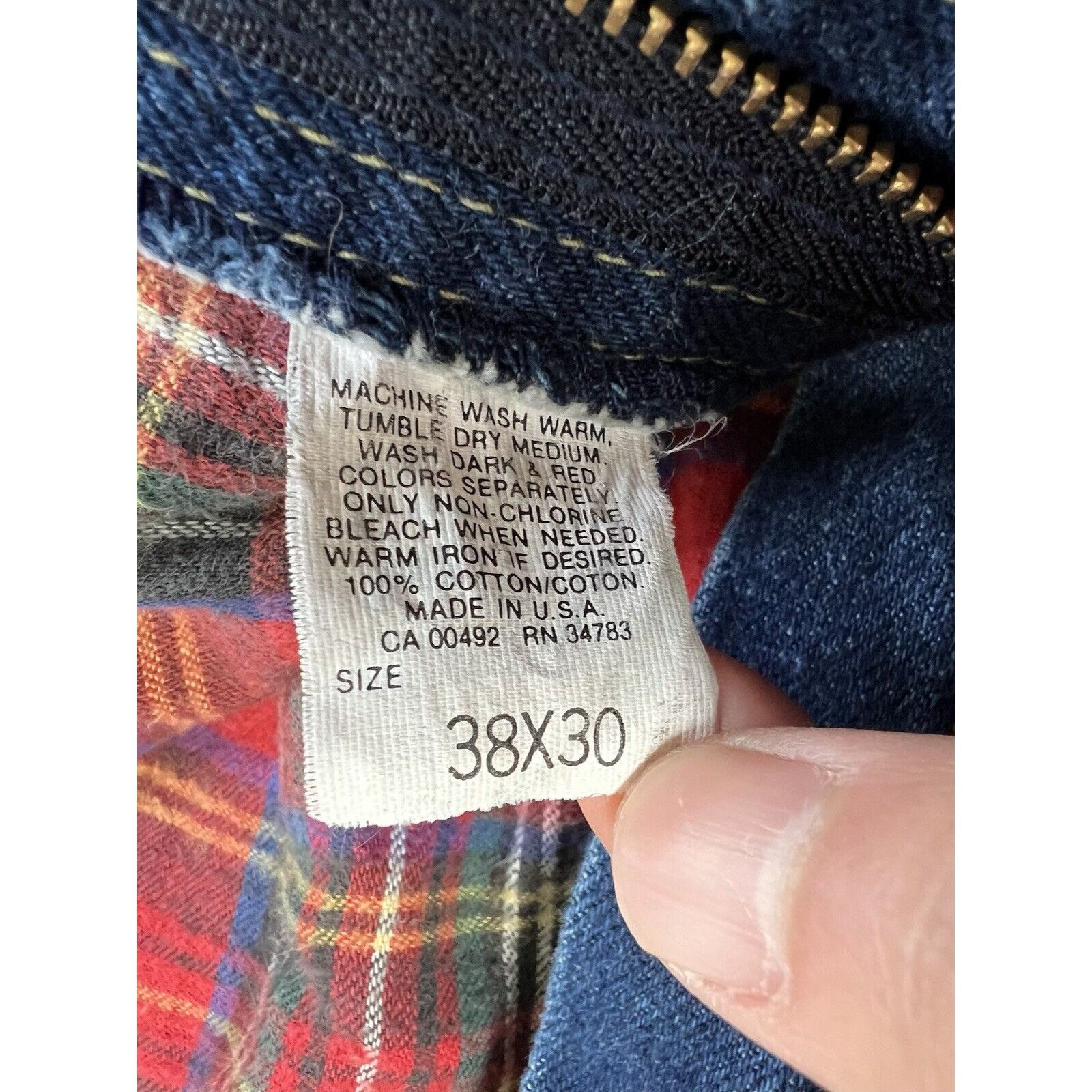 L.L. Bean Vintage LL Bean Blue Denim Jeans Red Flannel Plaid Lined Siz Size US 36 / EU 52 - 5 Thumbnail