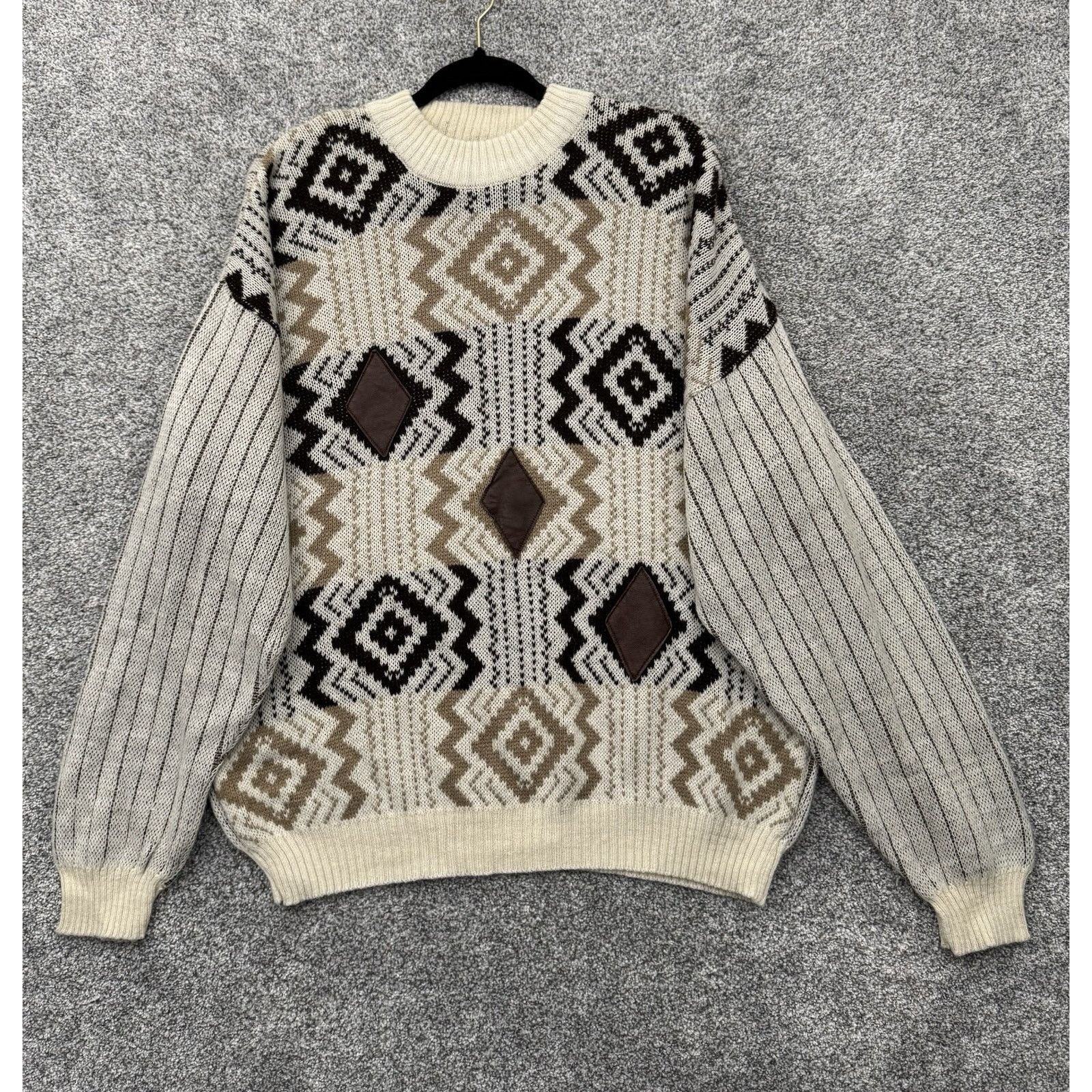 Other Vintage 80s Gian Alberto Sweater Mens L Tribal Wool Blend Size US L / EU 52-54 / 3 - 1 Thumbnail