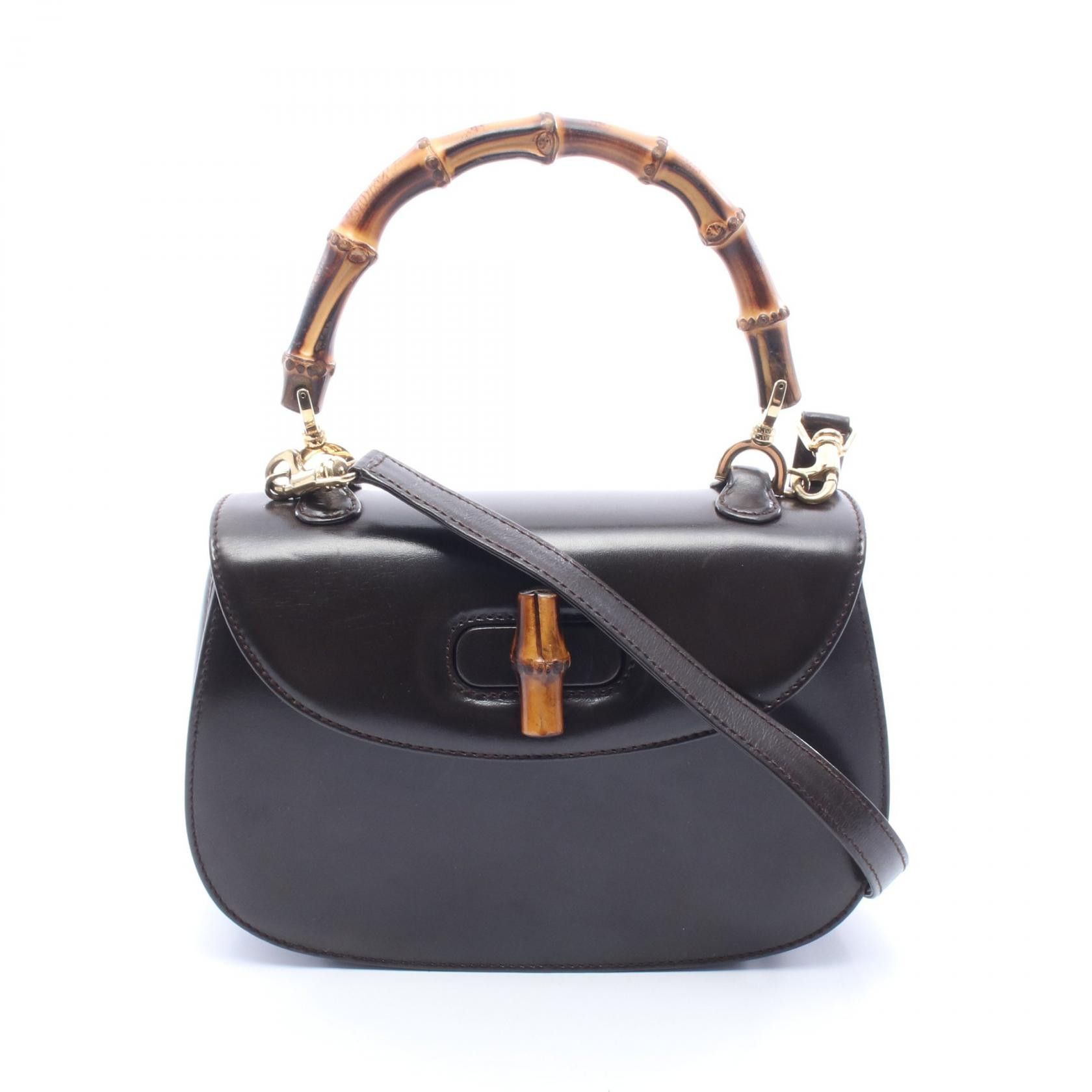 Gucci Gucci Gucci Bamboo Leather 2way Handbag Leather Handbag 00020460188 DUTY FREE for USA Size ONE SIZE - 1 Thumbnail