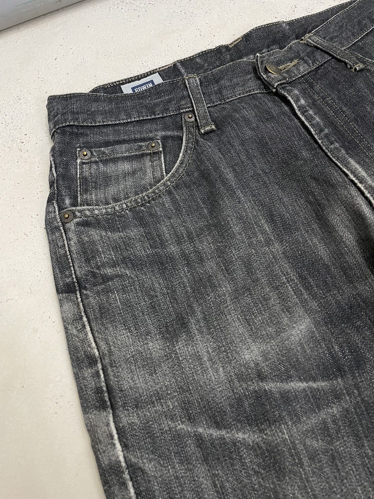 Edwin × Japanese Brand Edwin 403 International Basic Black Washed Distressed Denim Size US 32 / EU 48 - 8 Thumbnail
