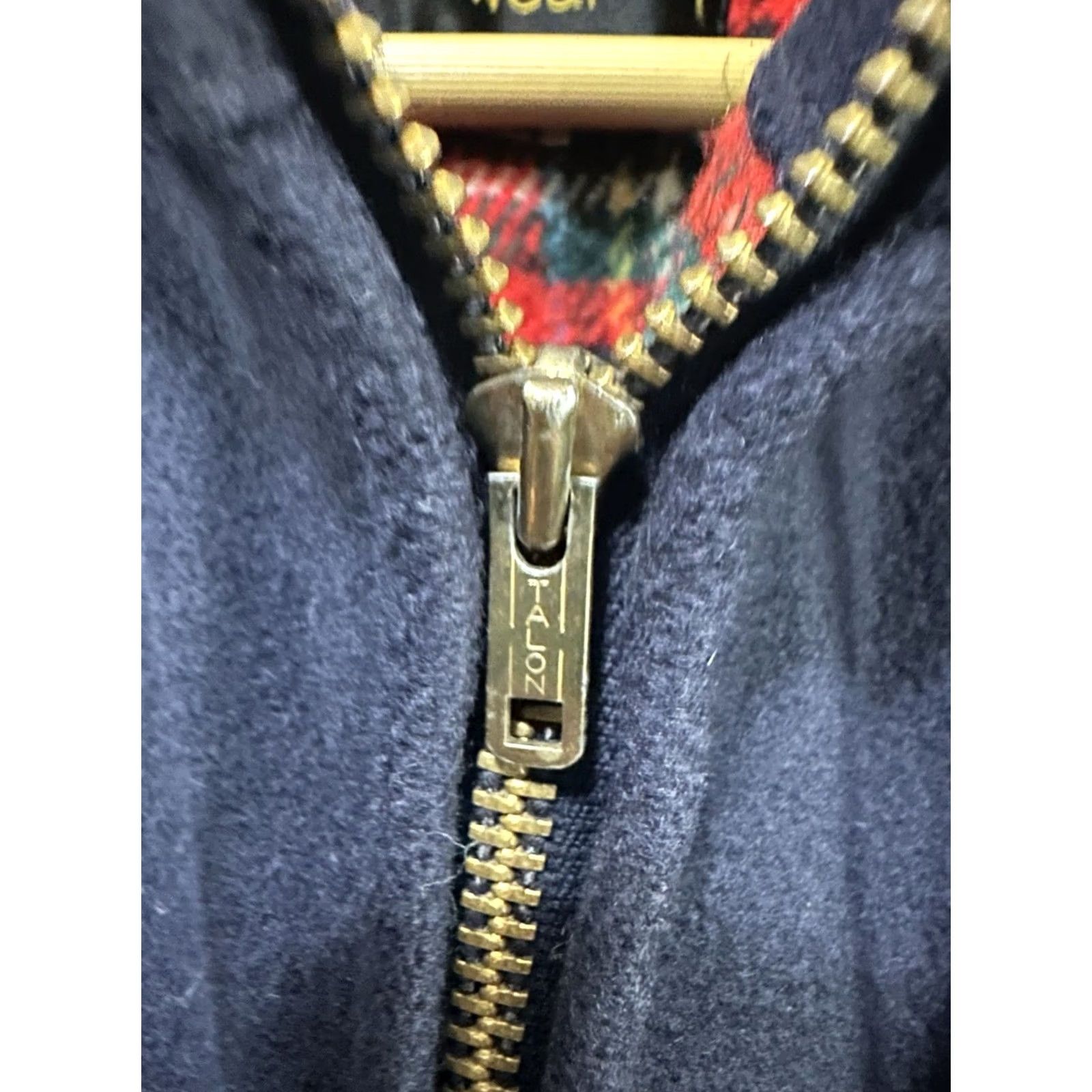 Vintage VTG Andhurst Plaid Lined Hooded Wool Split Zip Mackinaw Jacket 44 Navy Blue Mens Wool Jacket Size US S / EU 44-46 / 1 - 5 Thumbnail