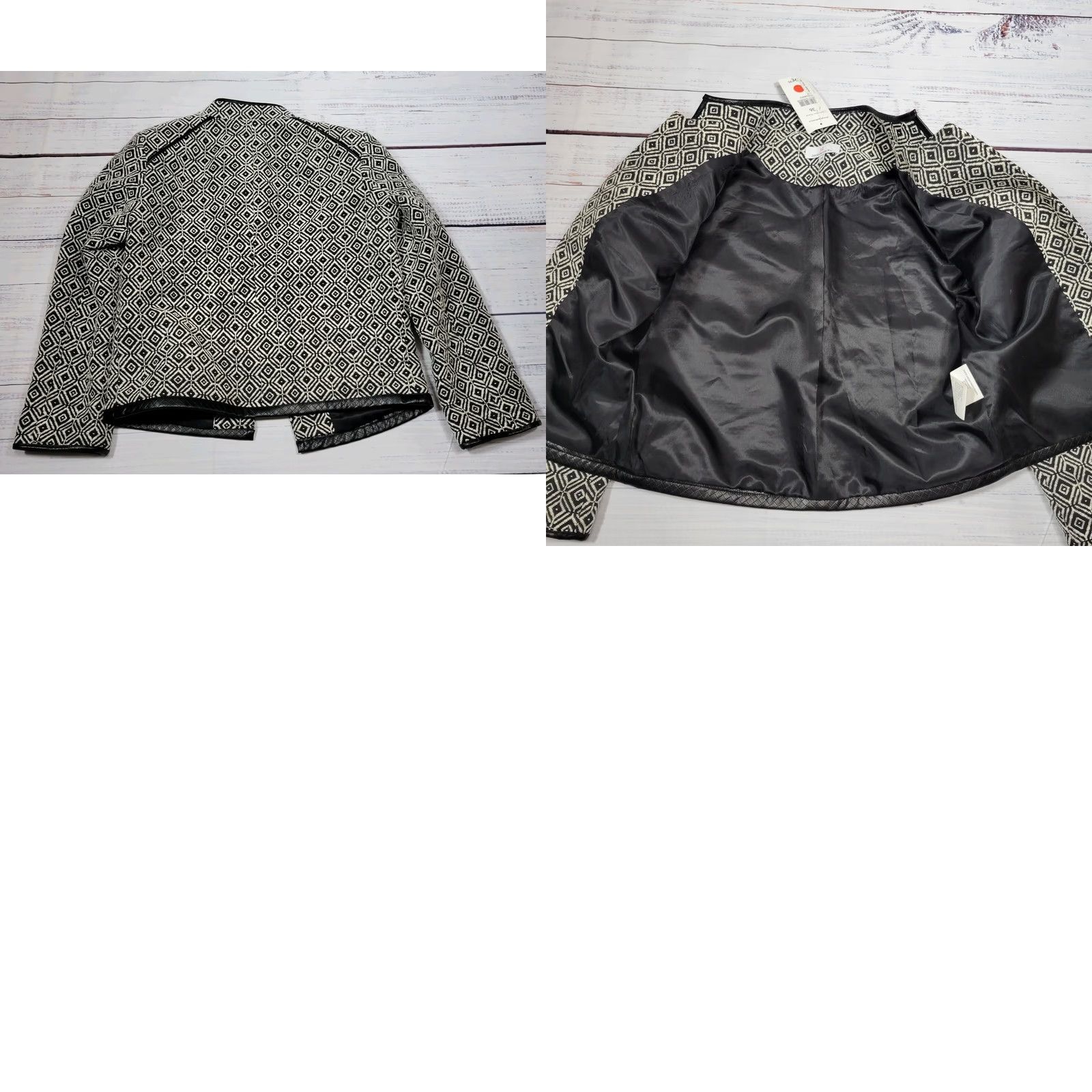 Vintage VINTAGE Jacqueline Riu Tweed Blazer Jacket Open Front Lined Sz 36 Geometric Gray New Blazer Women's 36 Gray Geometric Tweed Jacket Size XS / US 0-2 / IT 36-38 - 8 Thumbnail