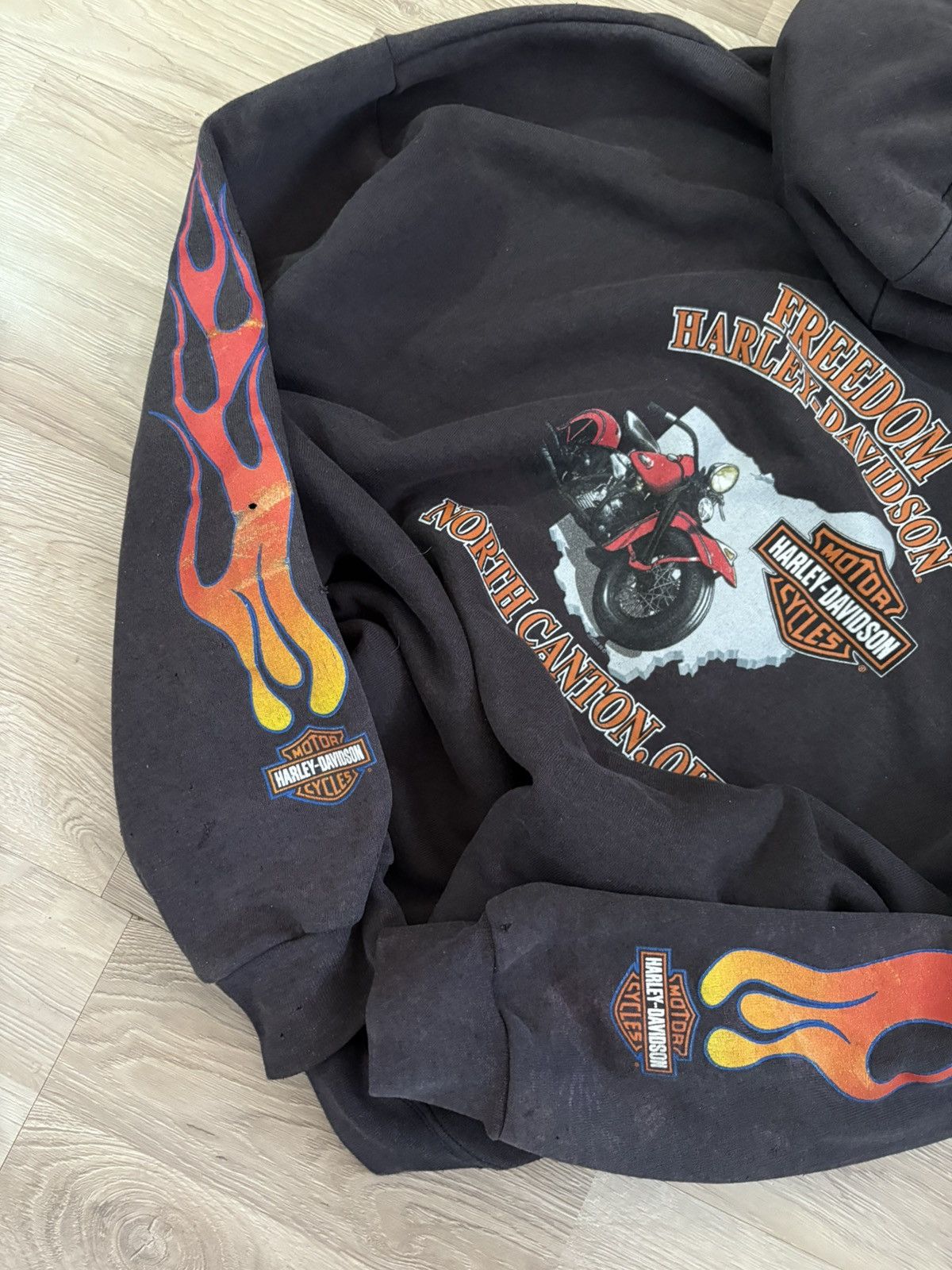 Harley Davidson Harley Davidson Flame Distressed Zip Hoodie Size US XL / EU 56 / 4 - 10 Thumbnail