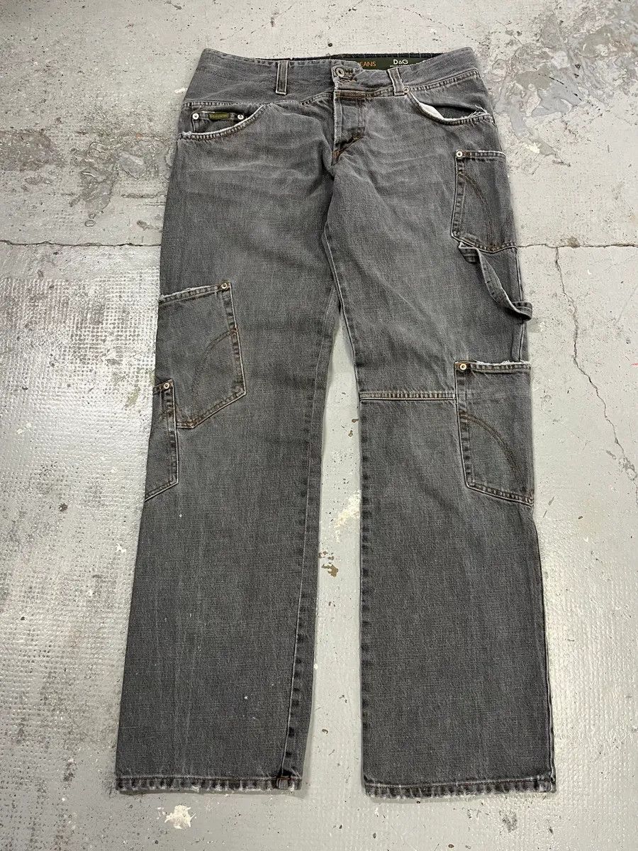Dolce & Gabbana AW2004 Dolce & Gabbana Asymmetrical Grey Cargo Denim Jeans Size US 34 / EU 50 - 5 Thumbnail