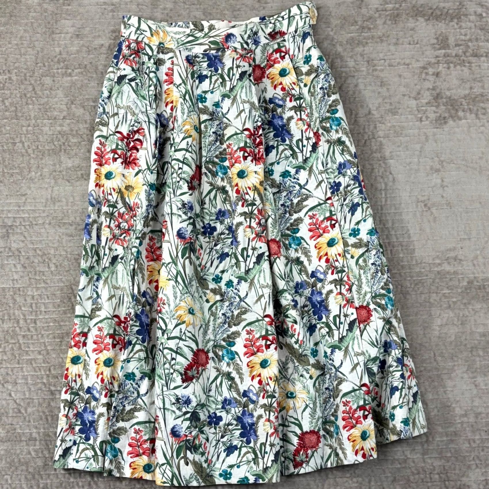 Vintage Geiger Collections Floral Midi Skirt - Austria Wildflower Botanical Sz 36 Size 25" / US 0 / IT 36 - 2 Thumbnail
