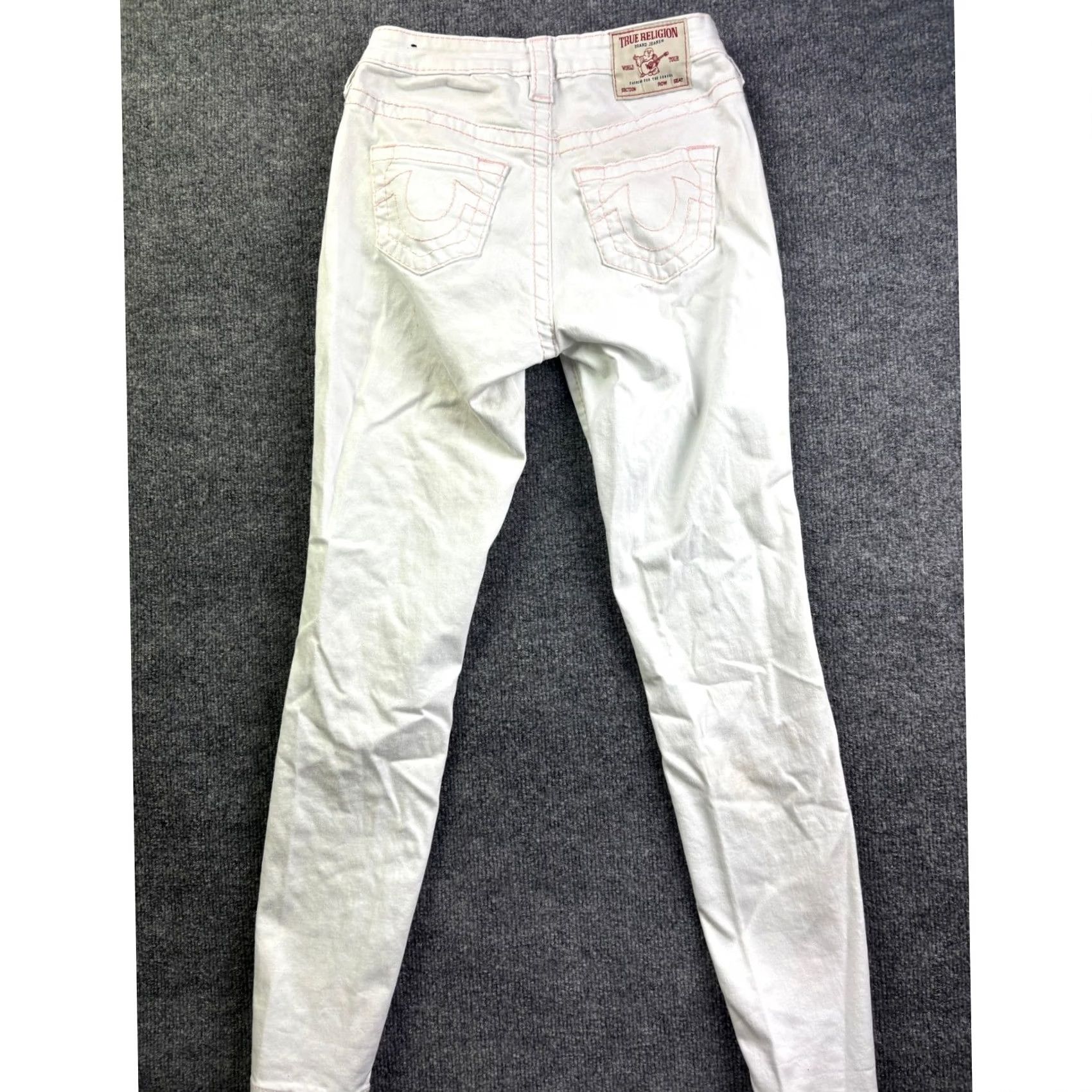 True Religion True Religion Jeans Women 25 Mid Rise Super Skinny Pink Stitch Denim 5-Pocket Curvy Jennie Jeans Womens Menus? Size 42" / US 20 - 7 Thumbnail