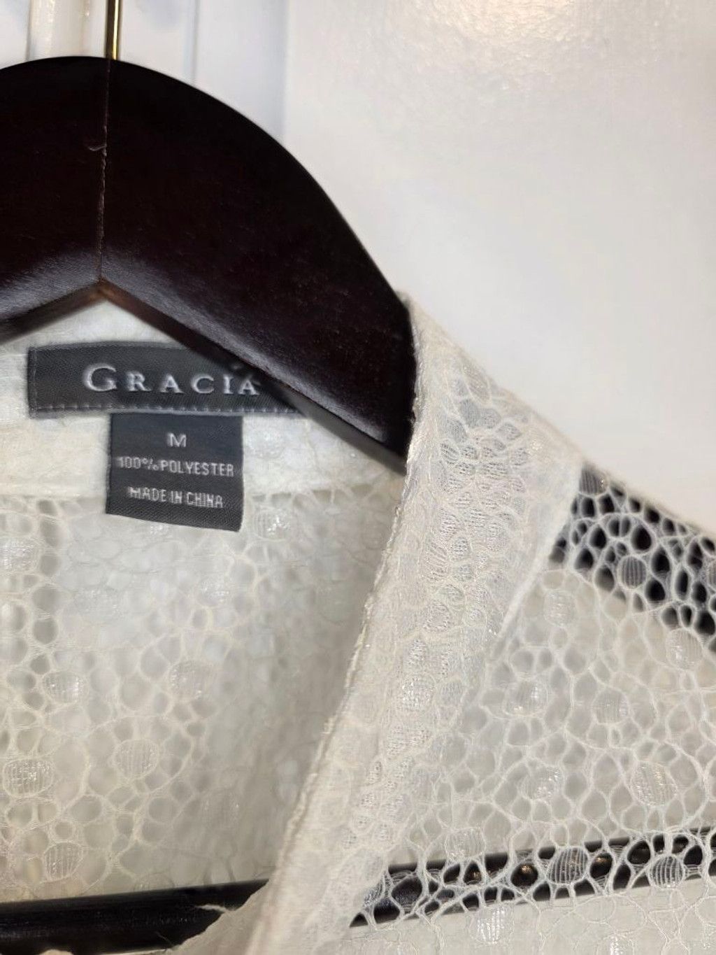 Pedro Garcia Gracia Sheer Lace Puff Sleeve Tie Neck Blouse Romantic Coque Size M / US 6-8 / IT 42-44 - 4 Thumbnail