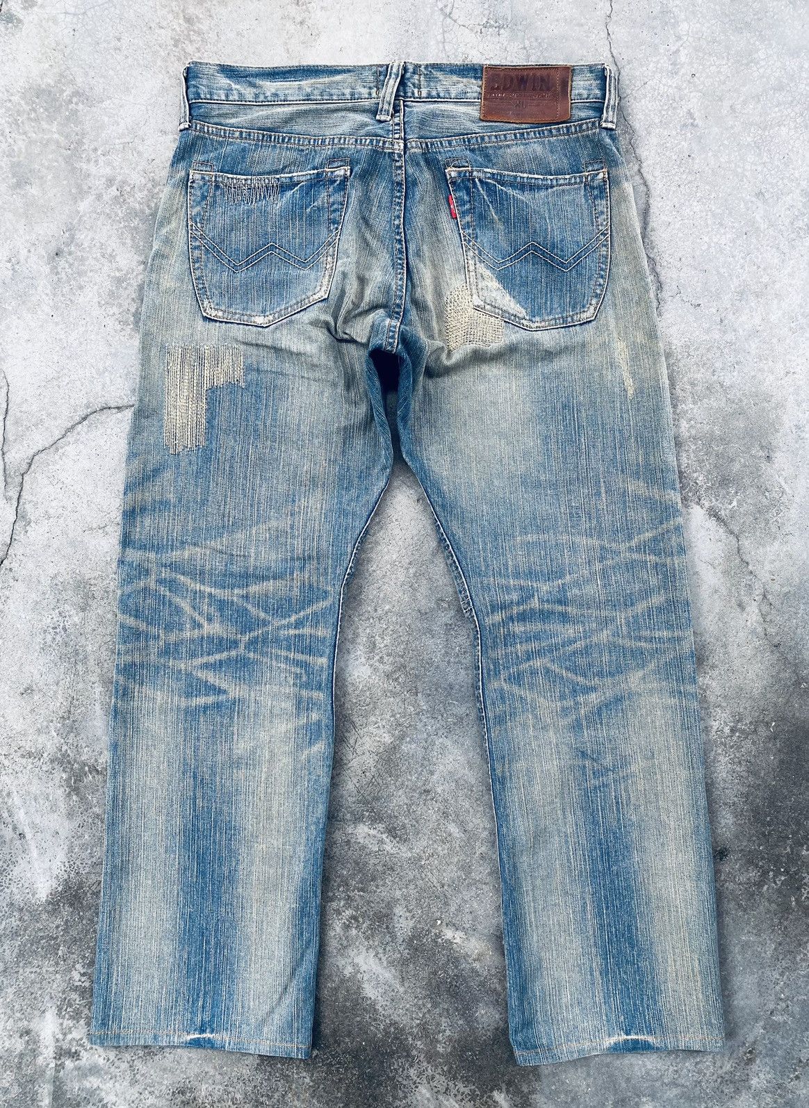 Vintage Edwin Xu Flare Distressed Denim Pants