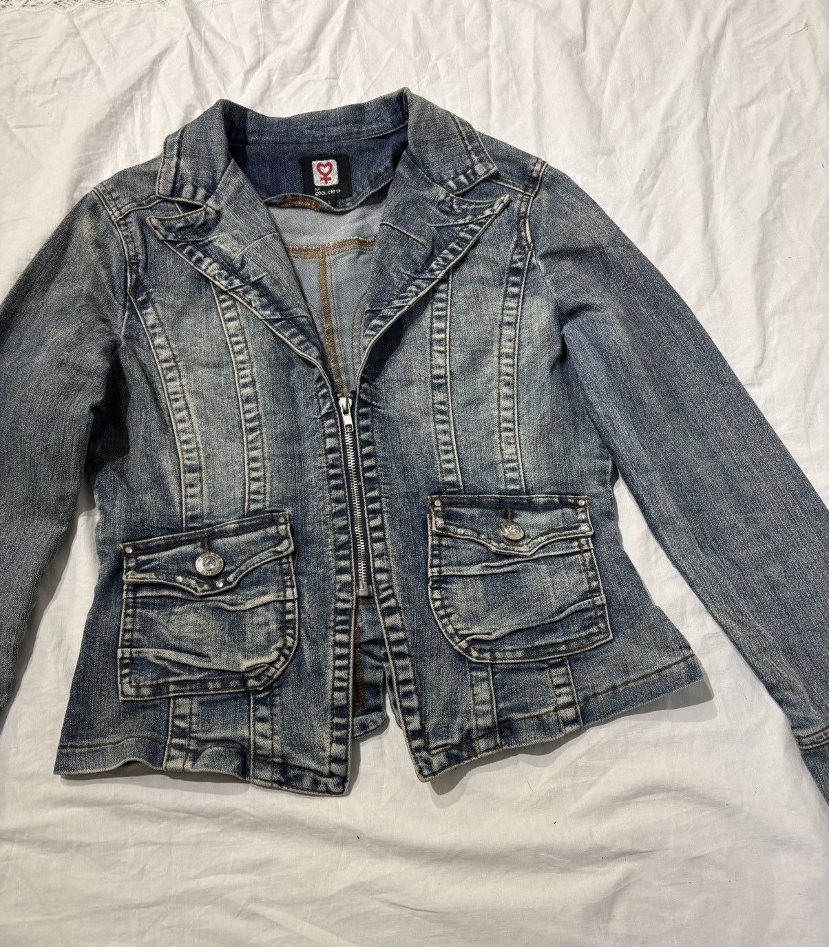 Vintage Cool Cat vintage faded zip denim jacket Size M / US 6-8 / IT 42-44 - 3 Thumbnail