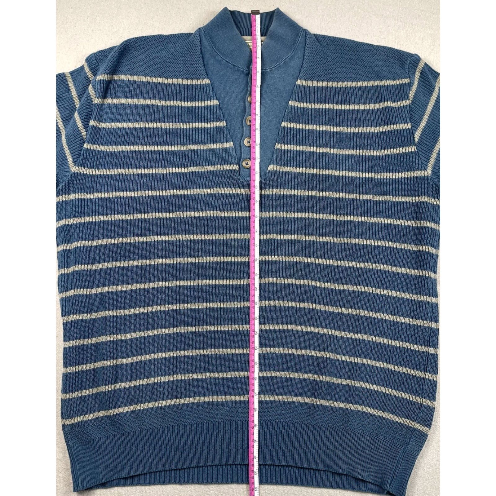 Vintage VINTAGE LL BEAN Sweater Shirt Mens XL Striped Fisherman Knit 1/4 Button Blue USA 90s Outdoor Hiking Mens Size US XL / EU 56 / 4 - 6 Thumbnail