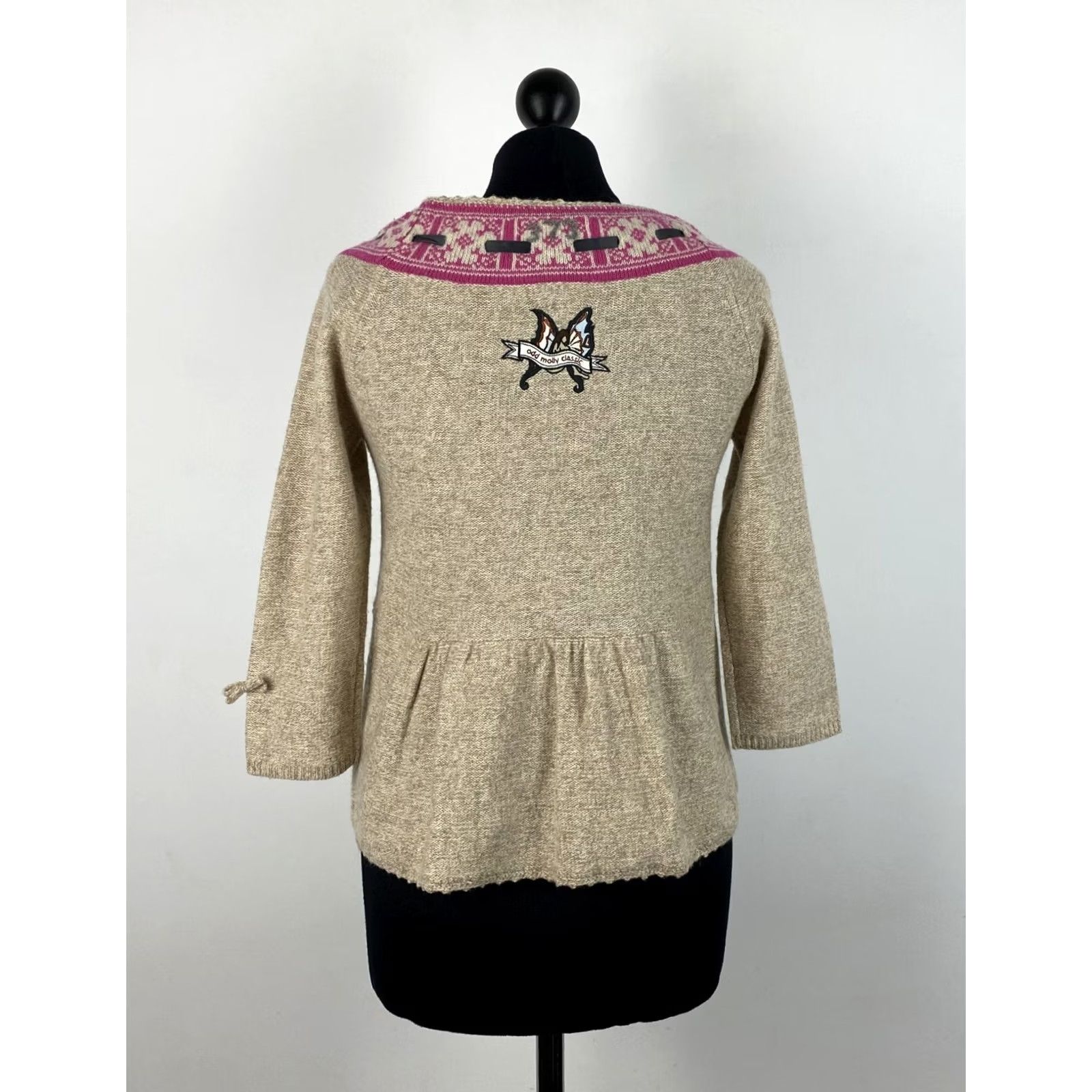 Vintage Odd Molly Cardigan Beige Wool Blend 1 S Womens Wool Cardigan Length 50 cm Armpit to Armpit 40 cm Sleeve 48 cm Women’s XS/S Beige Size XS / US 0-2 / IT 36-38 - 3 Thumbnail