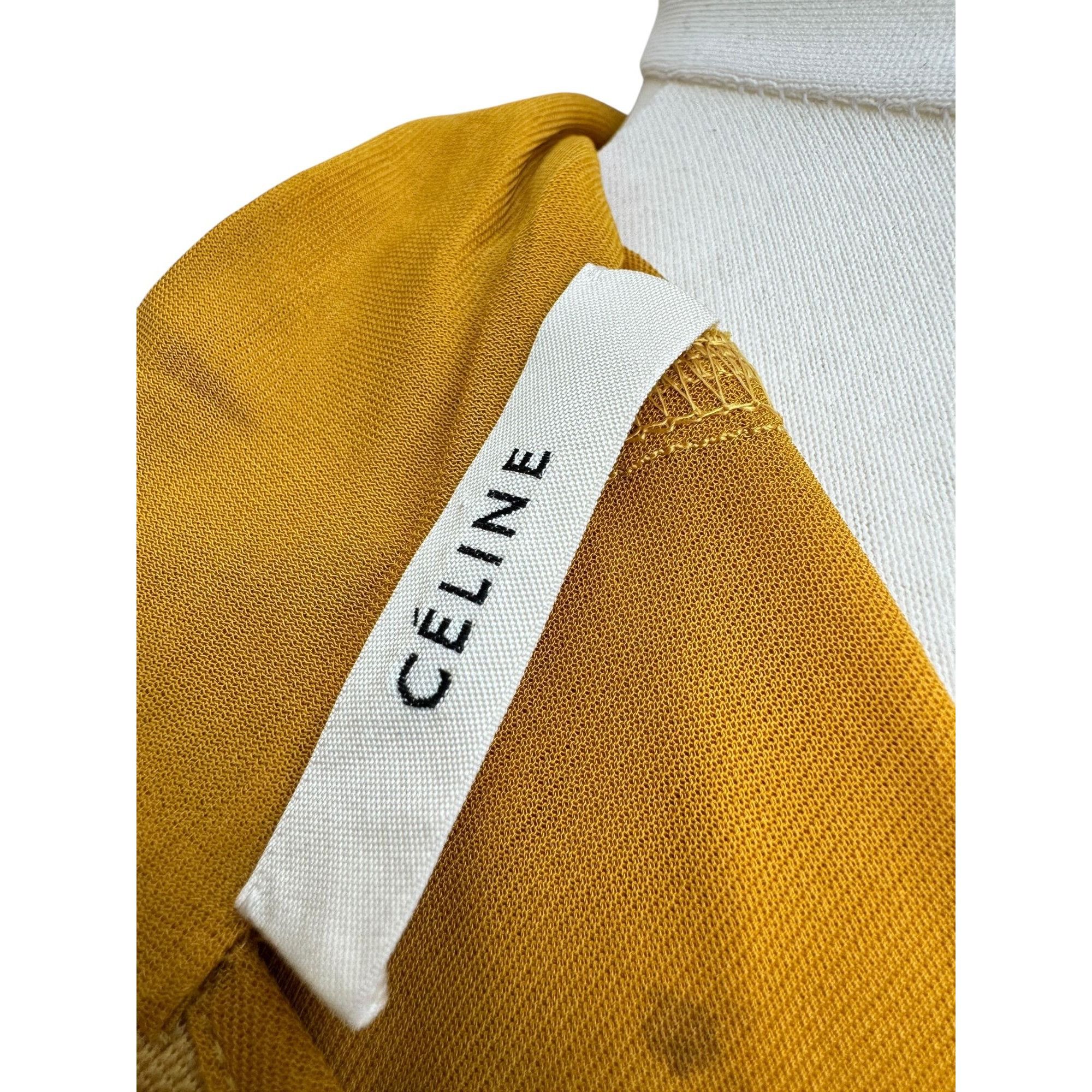 Celine Phoebe Philo Yellow High-Neck Pleated Maxi Dress Size M / US 6-8 / IT 42-44 - 8 Thumbnail