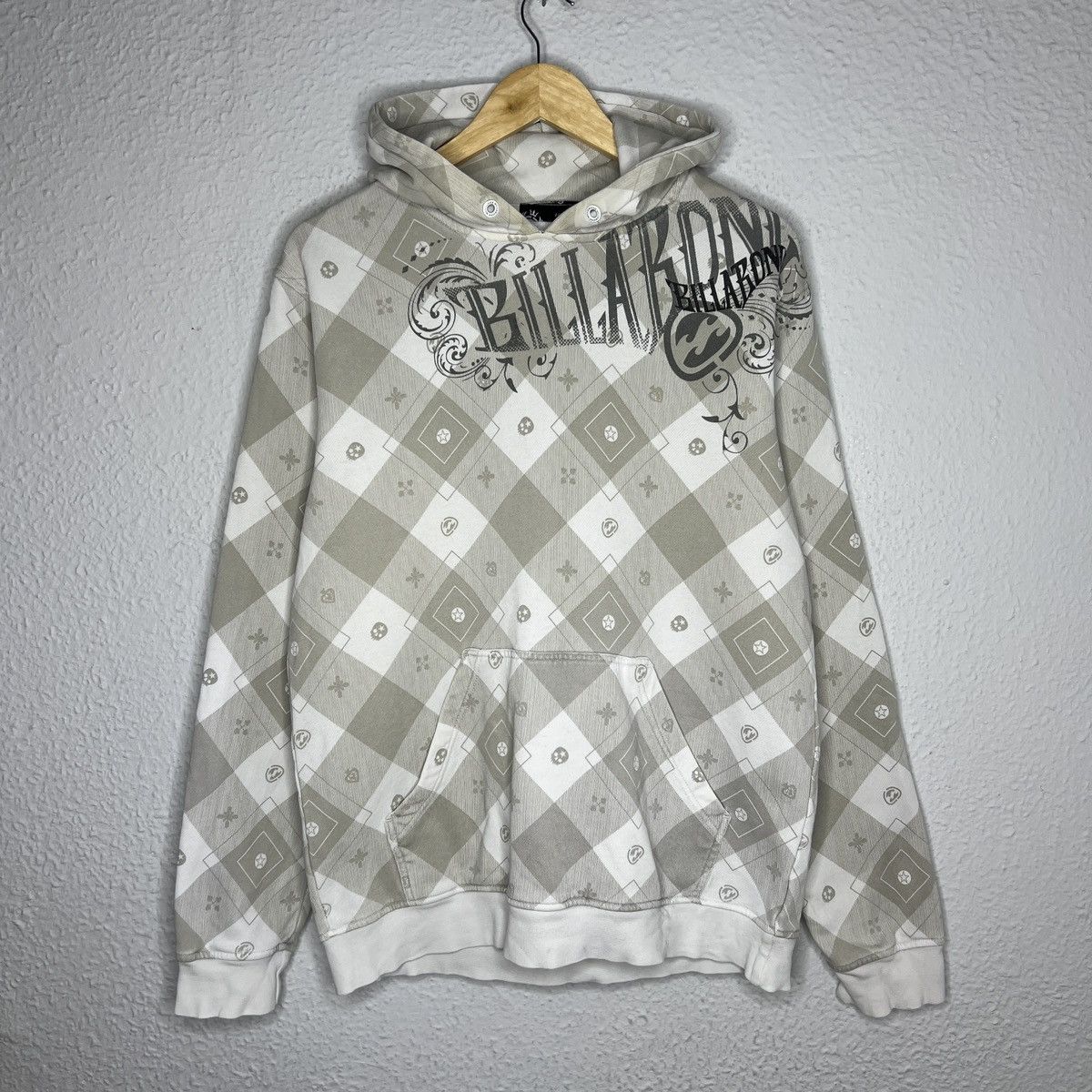 Vintage Y2K Billabong Beige Hoodie Skate Surf Full Print