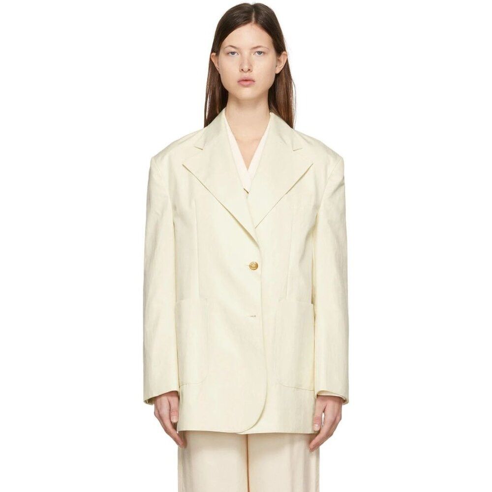LOW CLASSIC LOW CLASSIC Cotton Blazer Size S Womens Ivory Jacket $450 Size S / US 4 / IT 40 - 1 Thumbnail