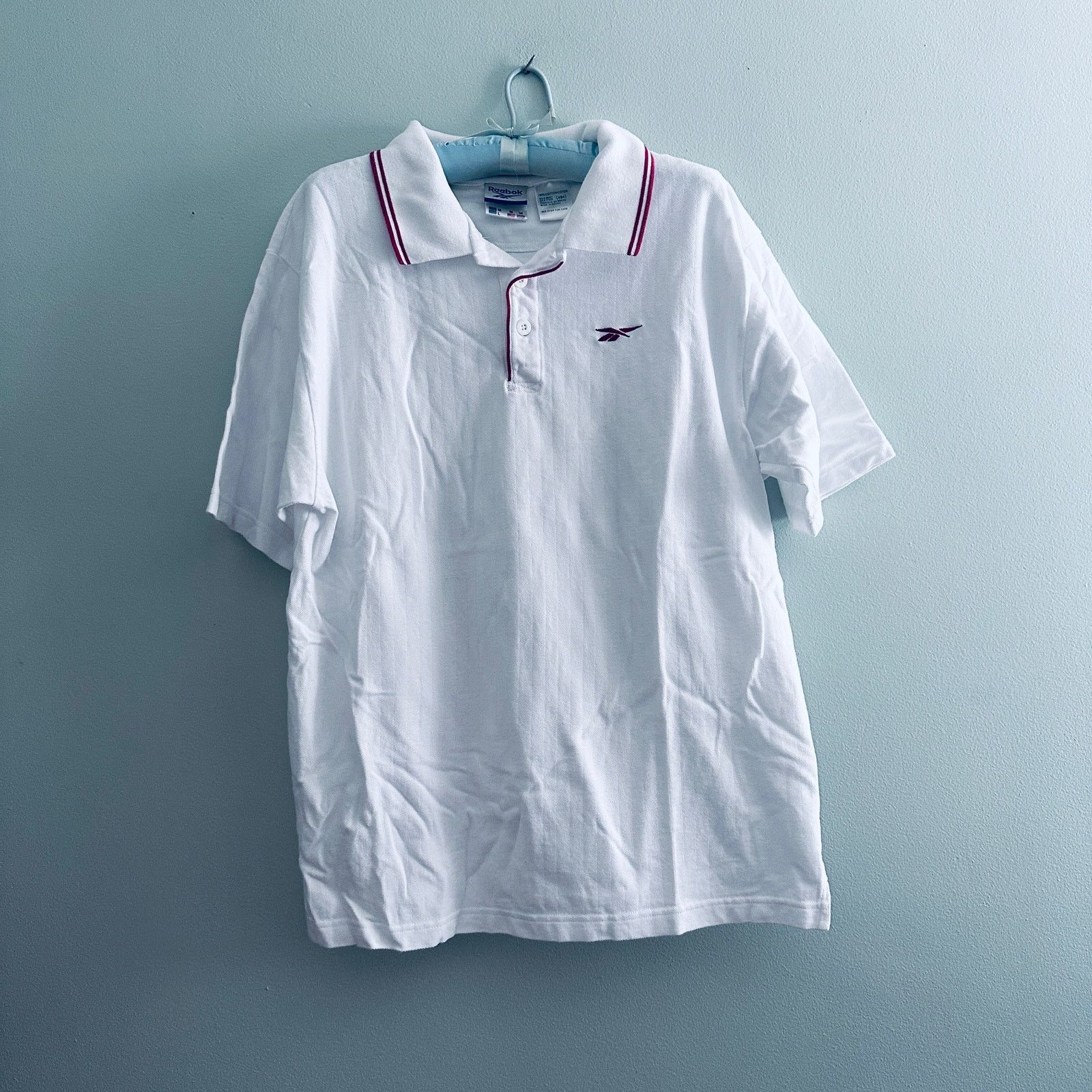 Reebok Vintage Reebok white polo with red stripe Size US M / EU 48-50 / 2 - 2 Thumbnail