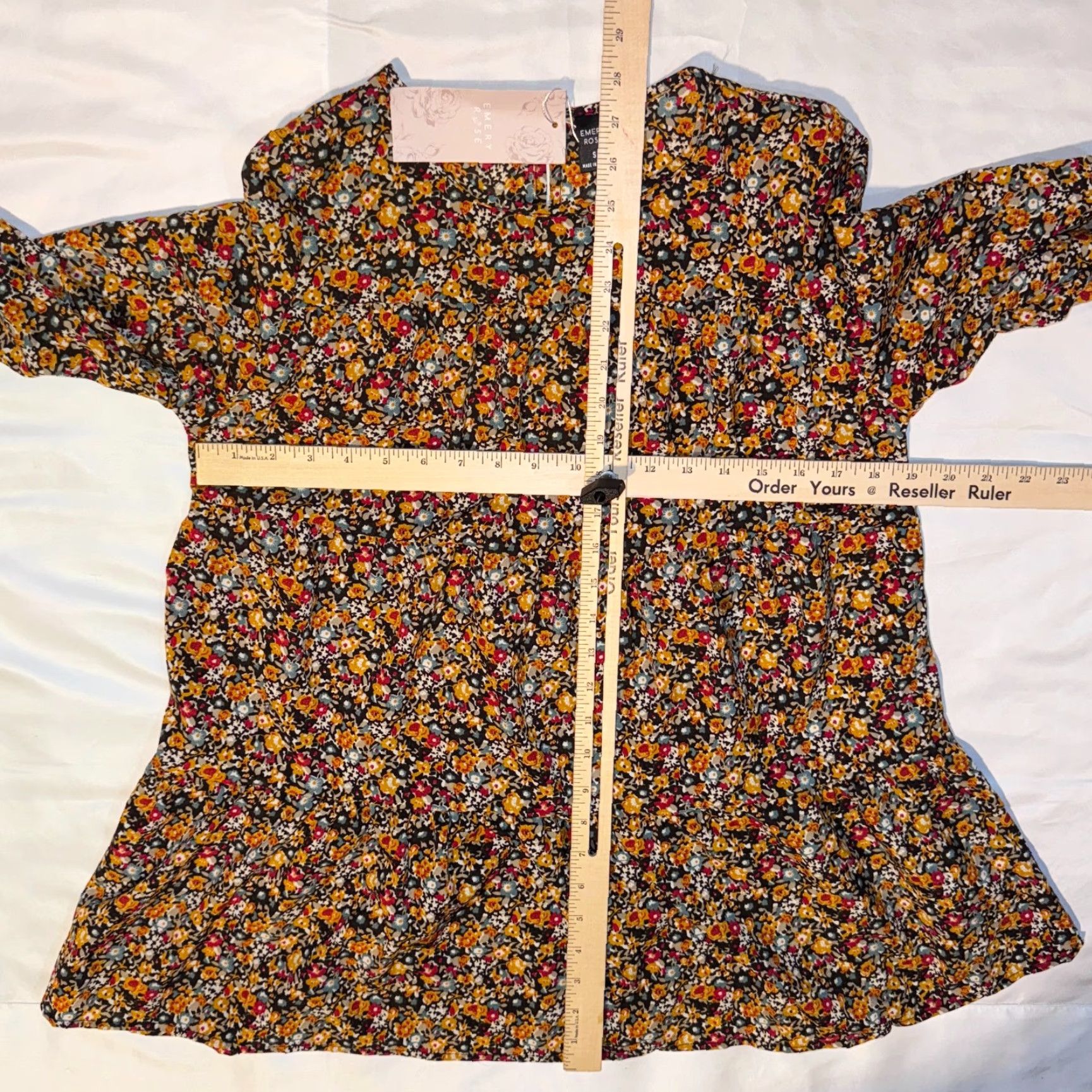 Vintage Emery Rose Shirt Womens Orange Floral Boho Tunic Top S Long Sleeve Pullover Size S / US 4 / IT 40 - 3 Thumbnail
