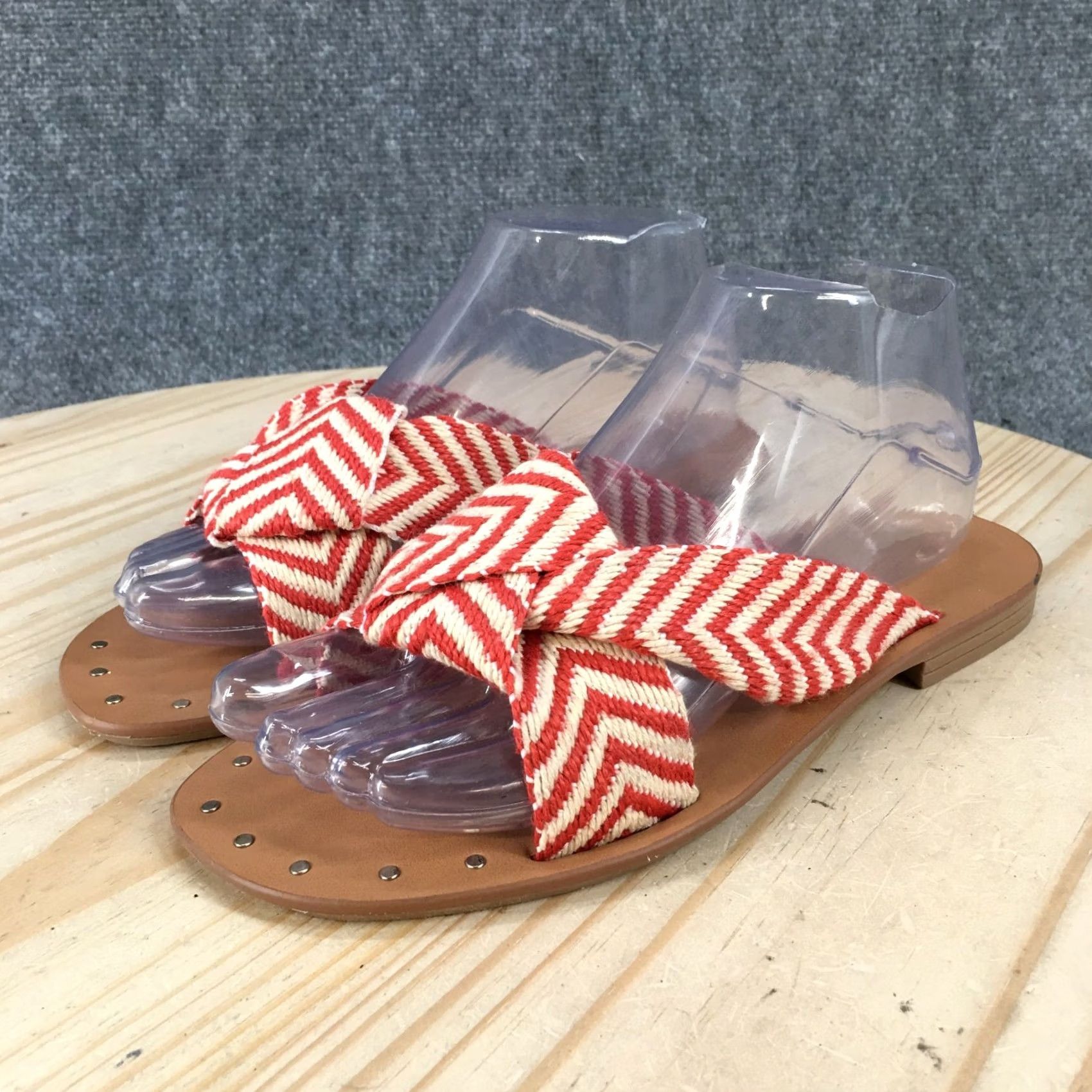 Vintage Universal Thread Sandals Womens 6.5 Louise Chevron Knotted Slide Red Striped SS19 Shoes Womens Slide Red Chevron Knotted Louisa Louise 6.5 Womens Size US 7 / IT 37 - 6 Thumbnail